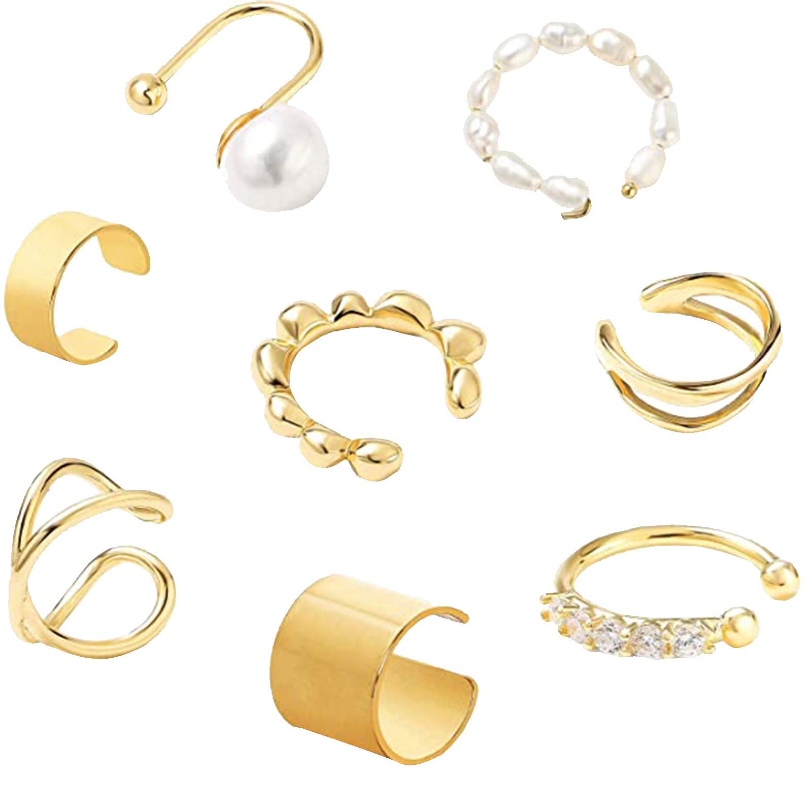 Stylish Alloy Cartilage Ear Cuffs for Men & Women - Gold Plated Fake Earrings, Orb Hoop Earrings - Perfect for Parties, Weddings & Everyday Fashion Accessories