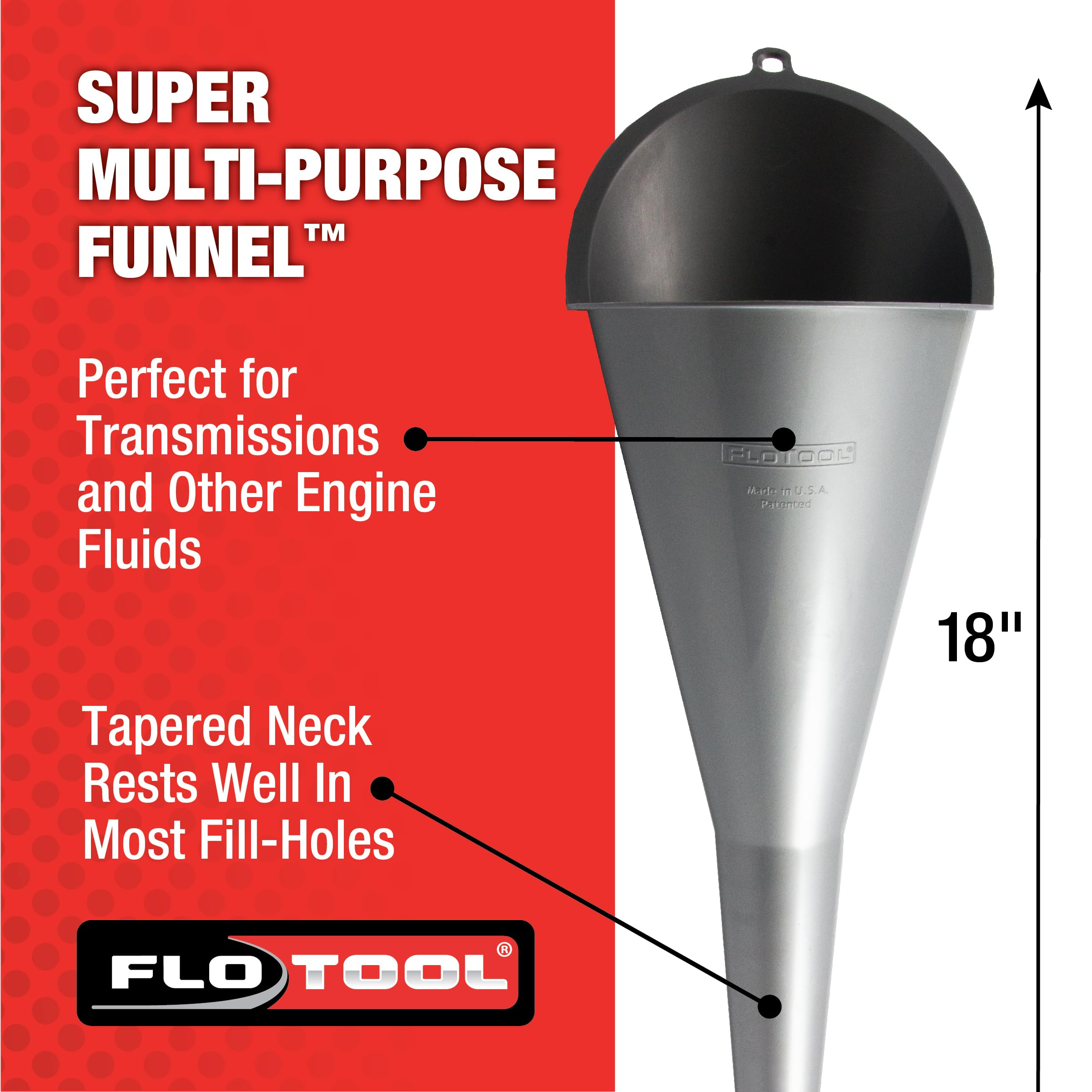 FloTool 10712MX4 Super Quad Funnel 4-Pack - Heavy Duty Oil Funnel Set for Automotive, Motorcycle & DIY Projects - Perfect for Engine Oil, Lubricants, Coolants & Fluids Transfer