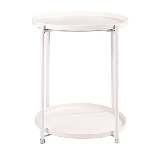 **Jcnfa-Tables Round Metal End Table with Removable Tray - 2-Tier Side Table for Living Room, Patio & Bedroom - Perfect for Drinks, Snacks & Decor - 17.32