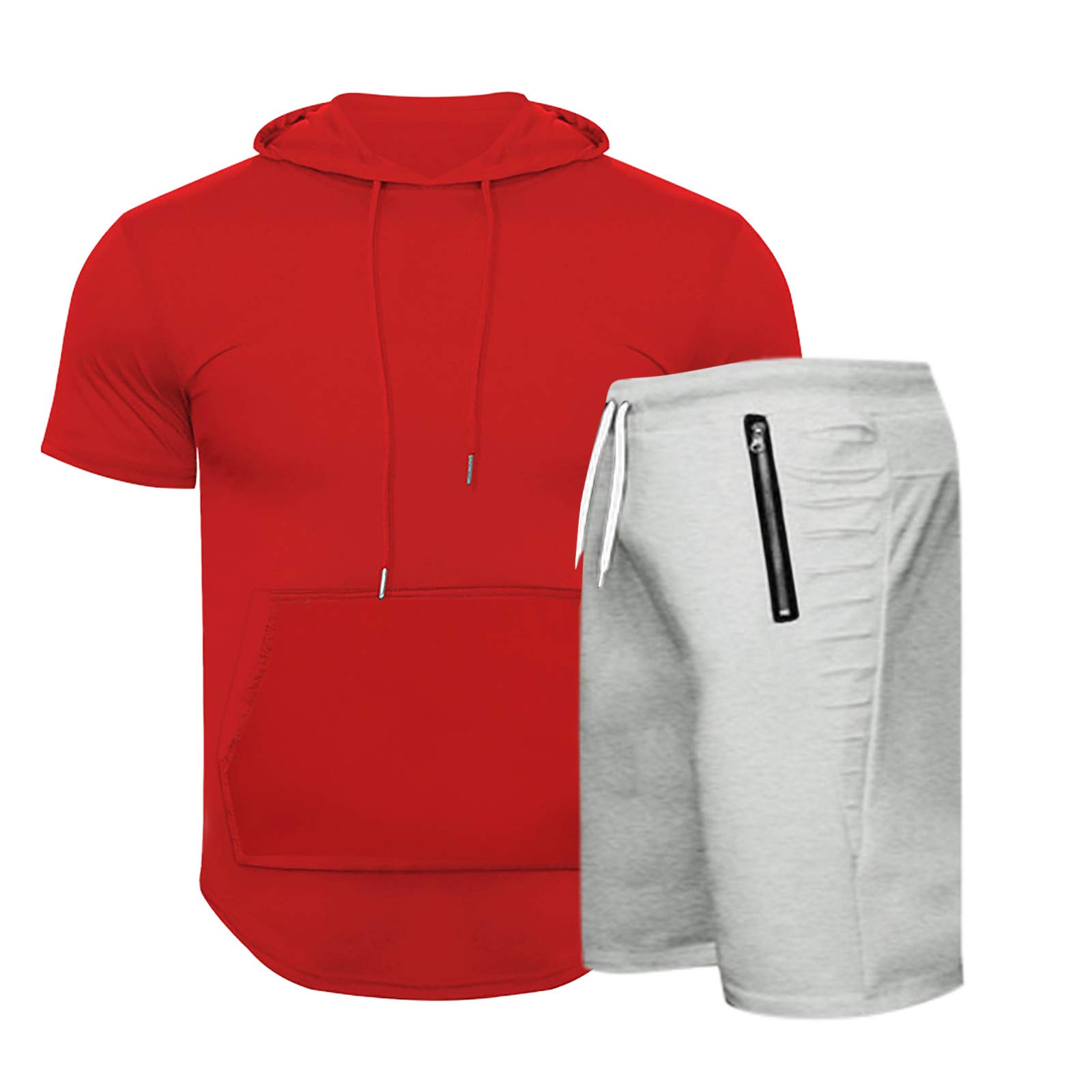 **Men's Cartoon 2-Piece Gym Outfit - Short Sleeve Muscle Tee & Workout Shorts Set - Bodybuilding, Jogging, Running & Casual Activewear - Perfect for Gym, Training & Sports**