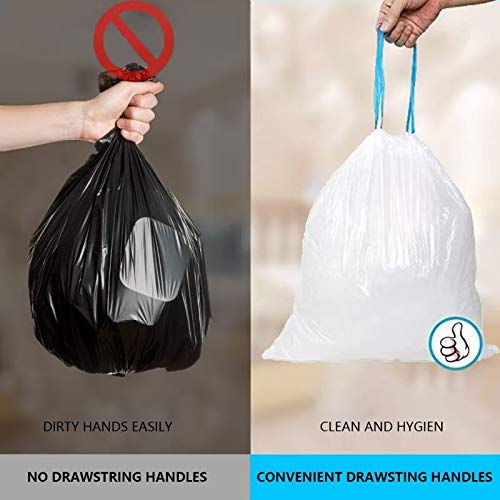 1.2 Gallon Small Trash Bags - 80 Count White Auto-Shrink Garbage Can Liners for Bathroom, Bedroom, Kitchen & Home Use | Perfect for Small Waste Bins, Office Desks, and Dorm Rooms