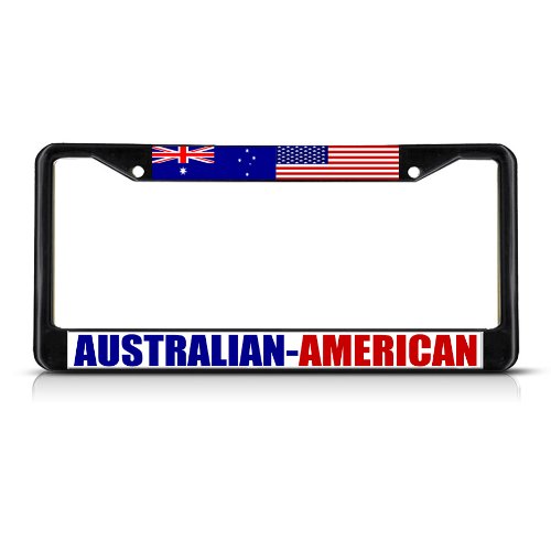Sign Destination Metal License Plate Frame - Durable Weatherproof Car Accessory for US & Australian Vehicles (Black, 2-Hole Design, Solid Insert) - Perfect for Road Trips & Custom Car Decoration