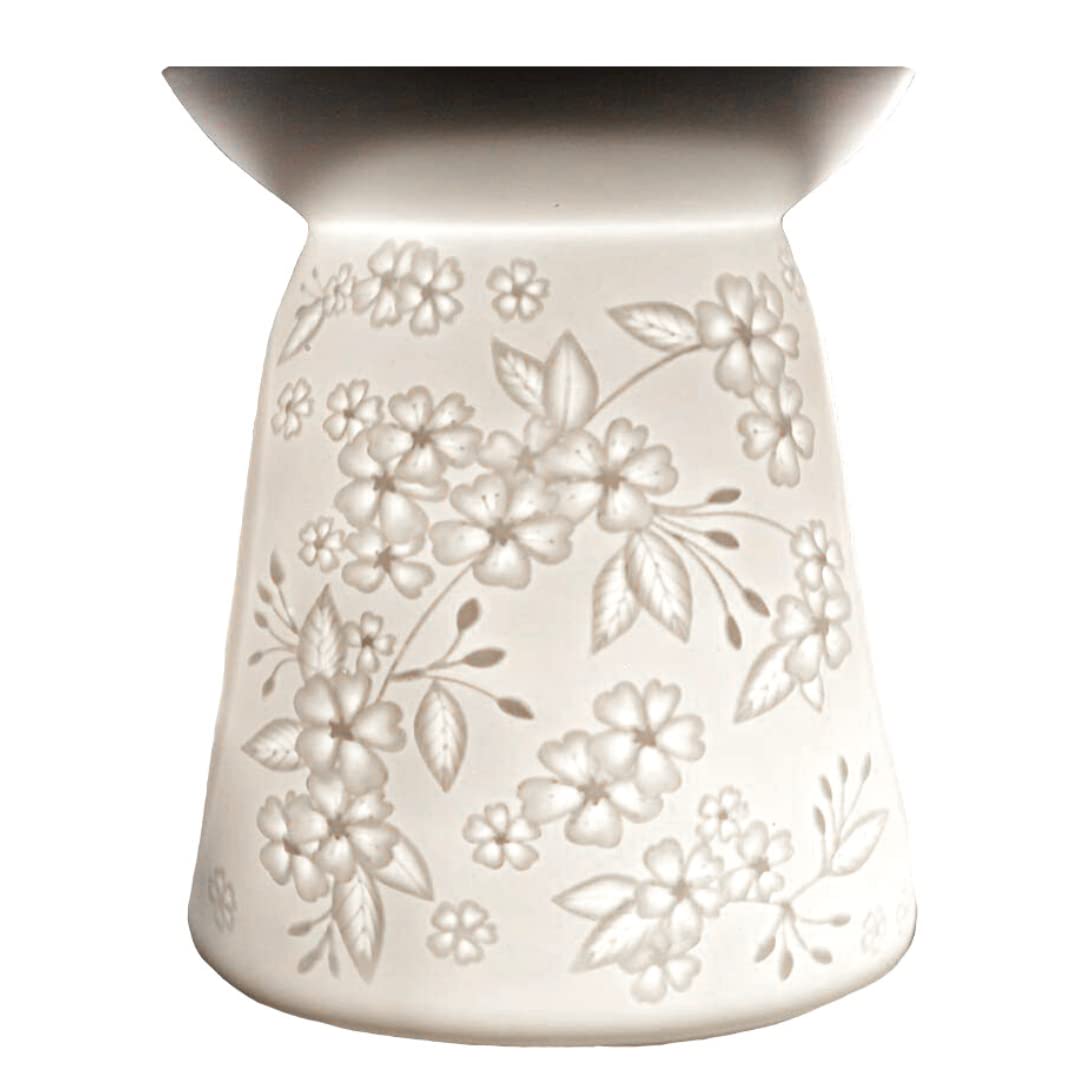 Premium Cello Porcelain Tealight Holder - Elegant Spring Floral Design for Home Decor, Romantic Dinners & Spa Relaxation