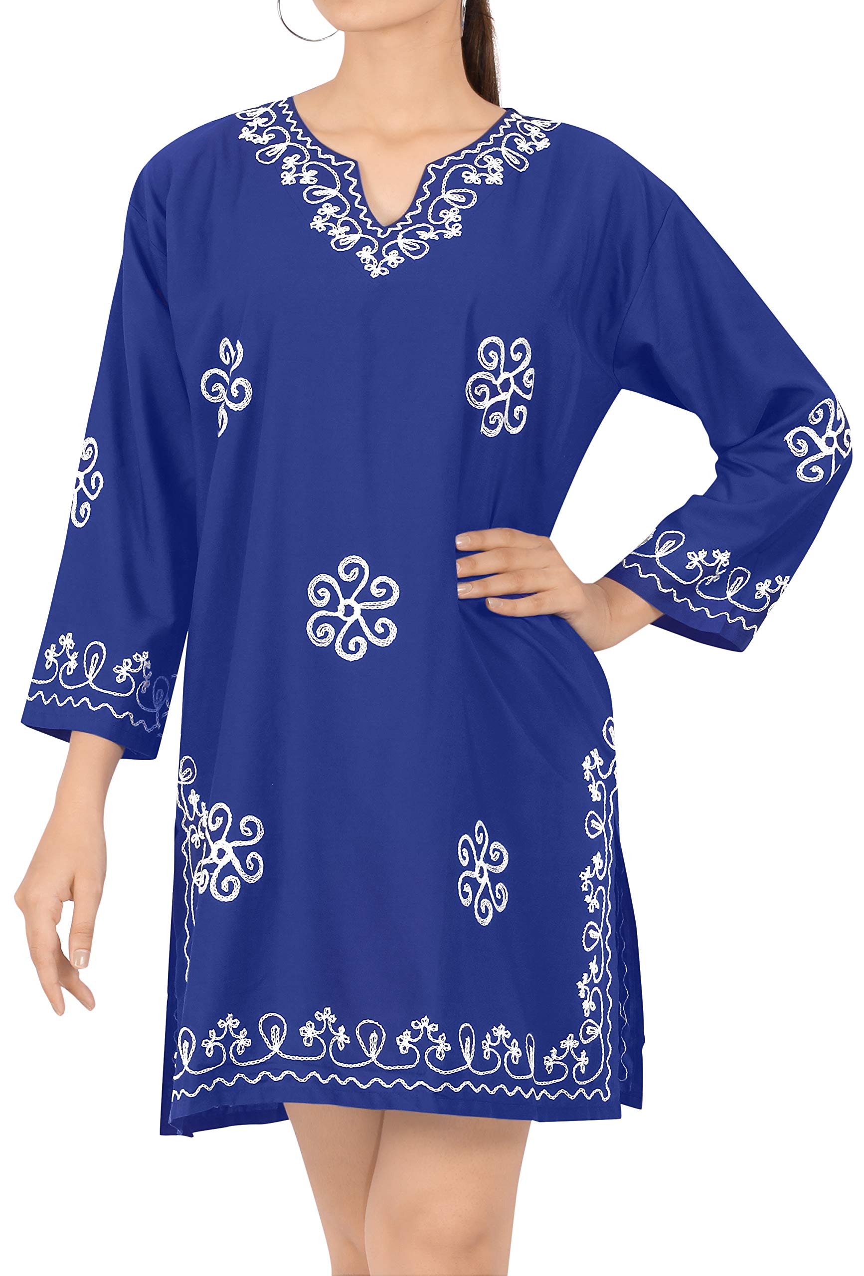 LA LEELA Women's Loose Flowy Beach Cover Up - Lightweight Swimwear Coverup Dress for Pool, Beach & Vacation - Plus Size Bathing Suit Cover Ups with Pockets