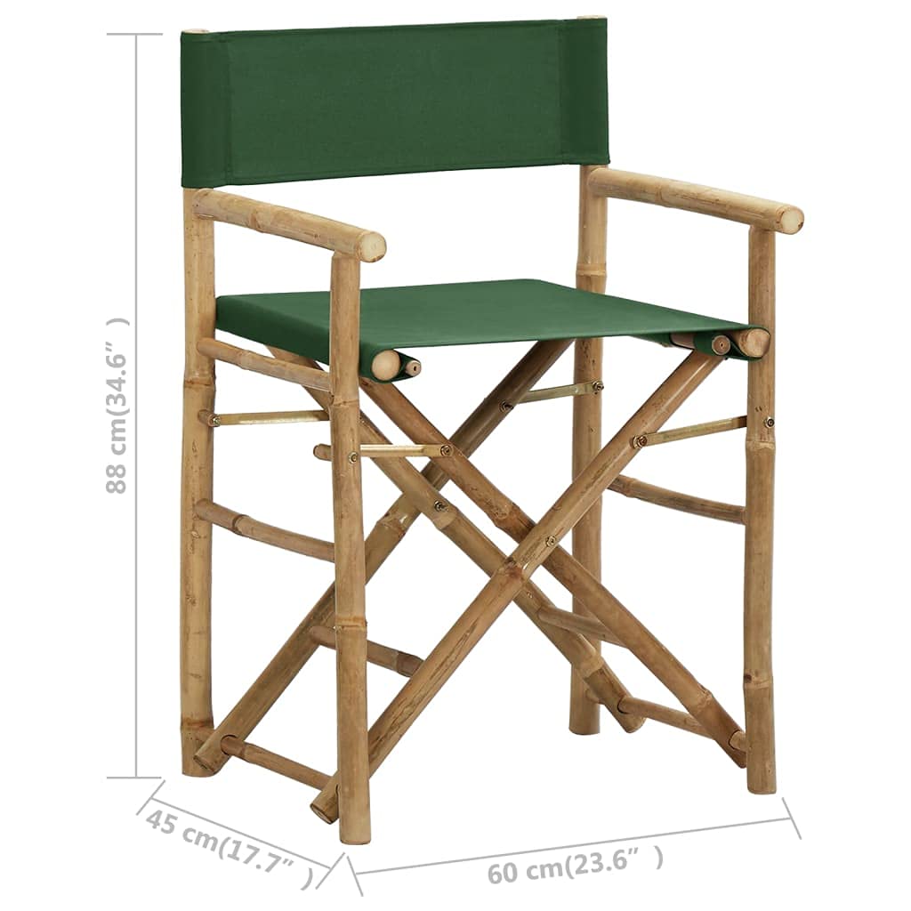 2-Pack Folding Director's Chairs - Bamboo Frame Outdoor Folding Chairs with Fabric Seat - Portable Foldable Armchairs for Camping, Beach, Poolside, Deck, and Patio Use - Quick Shipping from USA