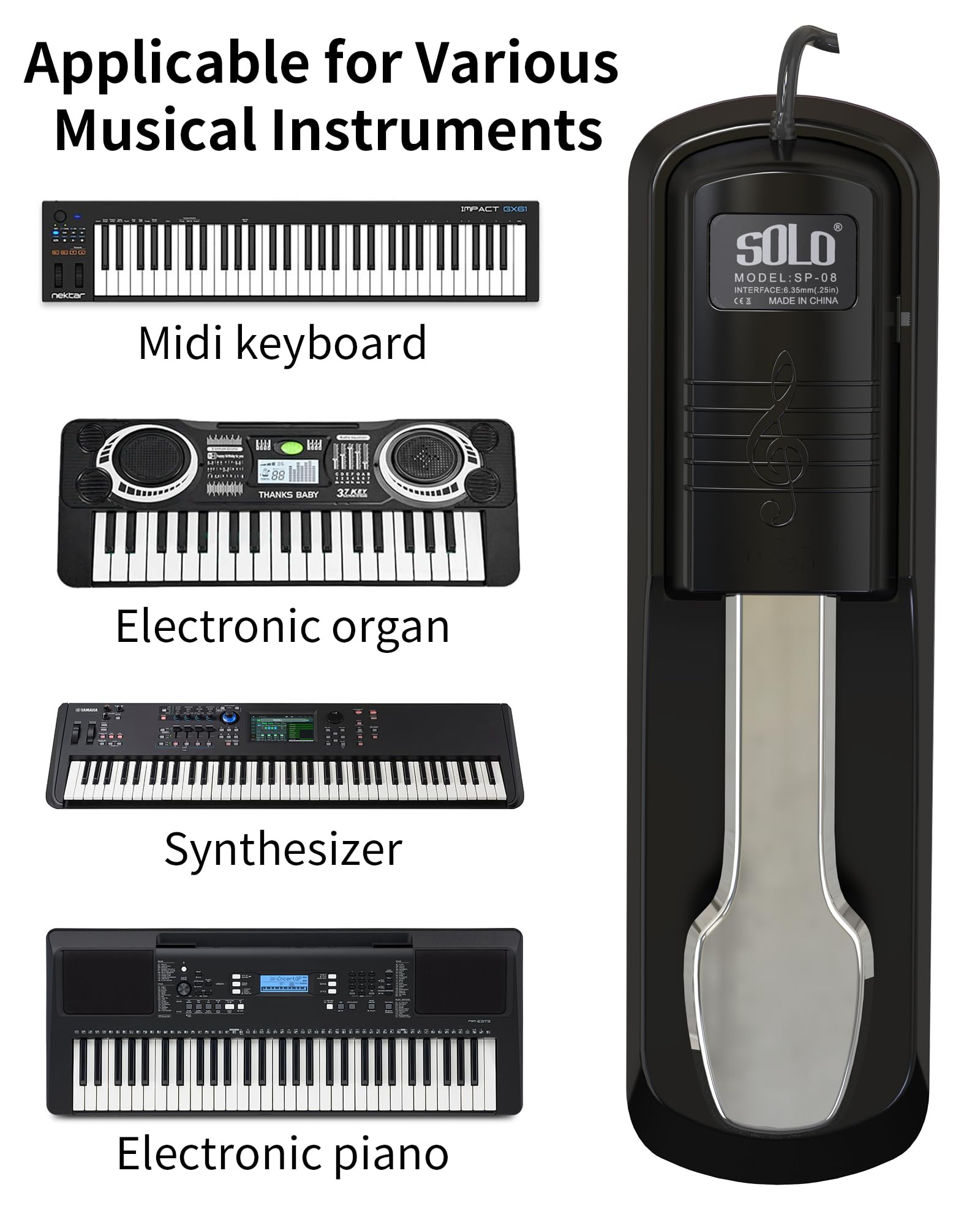 Sustain Pedal for Keyboard & Piano - Perfect for Home Studio & Live Performances