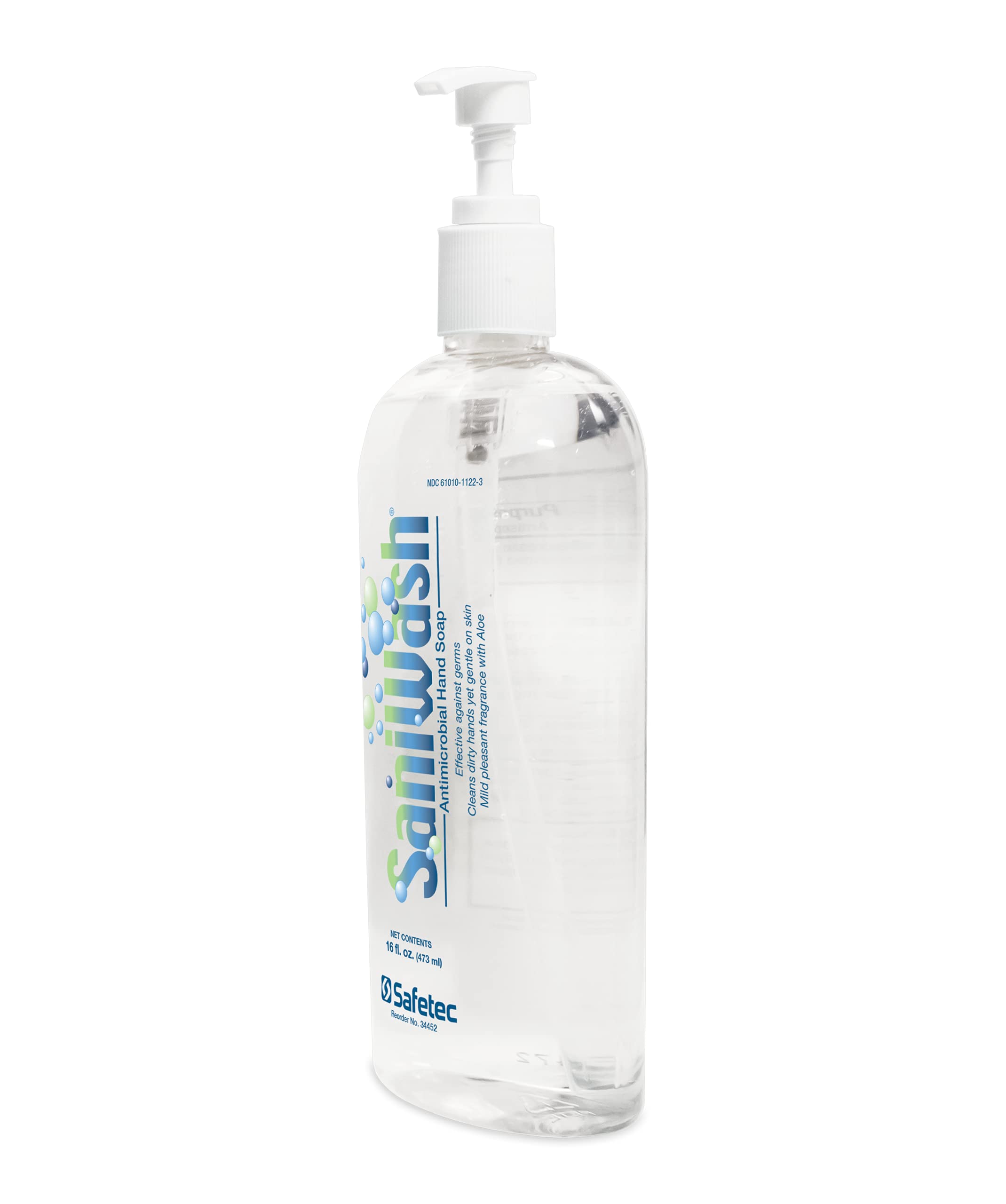 Safetec Sani Wash Antibacterial Hand Soap - 16 oz Pump Bottle (12 Pack) | Moisturizing & Gentle for Daily Use in Homes, Offices & Healthcare Facilities