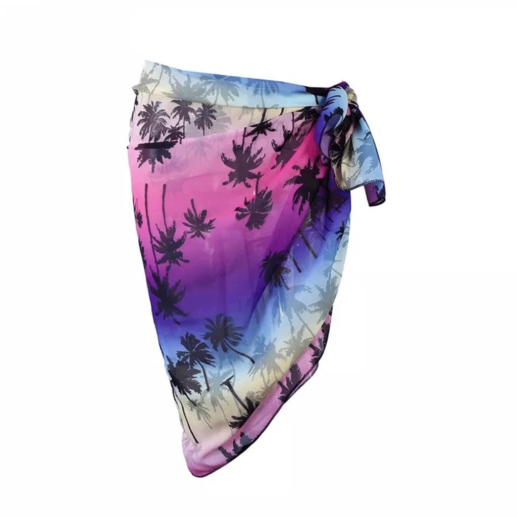 EKDSPW Floral Print Summer Beach Cover Up - Women's Sexy Swimsuit Sarong Wrap, Bohemian Chiffon Beachwear (Purple, One Size) | Perfect for Pool Parties, Vacations & Tropical Getaways