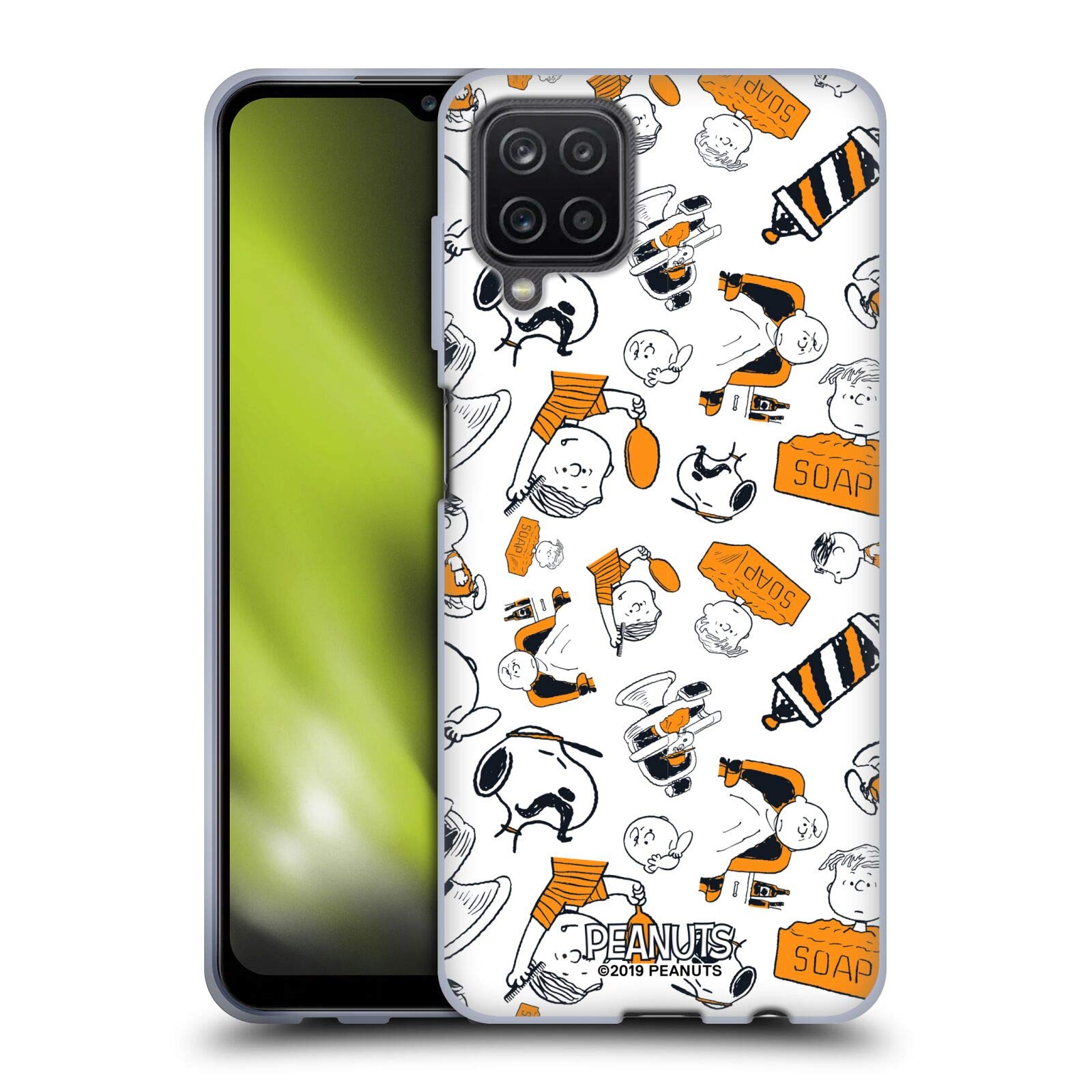 Officially Licensed Peanuts Chuck's Barber Shop Soft Gel Case for Samsung Galaxy A12 (2020) - Durable Protection with Fun Design, Perfect for Daily Use and Gift Giving