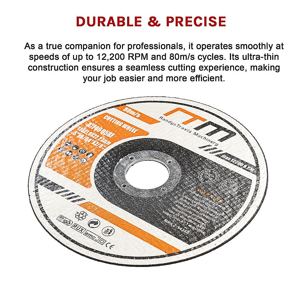 100-Pack 125mm (5 Inch) Metal Cutting Discs for Angle Grinder - Thin & Durable Cut Off Wheels - Perfect for Metalworking, DIY Projects & Construction