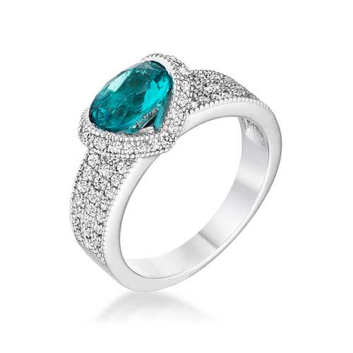 1.6 Carat Aqua Blue Oval Cubic Zirconia CZ Ring for Women - Elegant Statement Jewelry for Weddings, Parties & Special Occasions