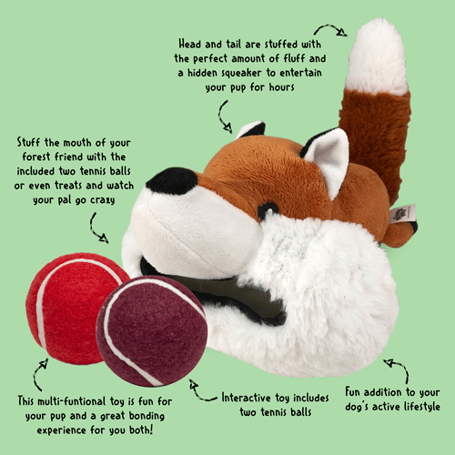 Gnawsome Forest Friends Large Fox Chew Toy for Dogs - Natural Wooden Teething Puppy Chew for Aggressive Chewers - Safe & Durable Dog Bone for Small & Medium Breeds - Perfect for Indoor & Outdoor Playtime
