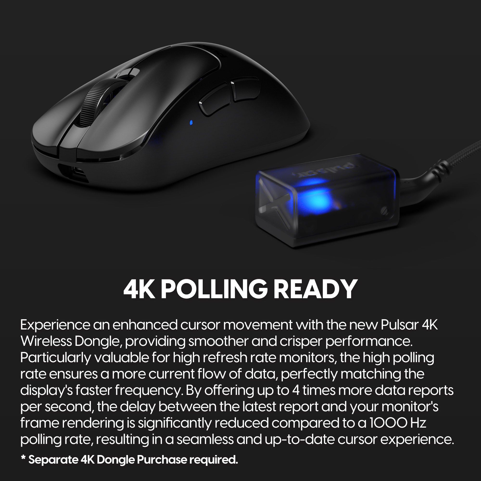 Pulsar Xlite V3 Medium Wireless Gaming Mouse - Lightweight Ergonomic Design, 59g, 26K DPI, Black - Perfect for FPS, MOBA & Esports Gaming