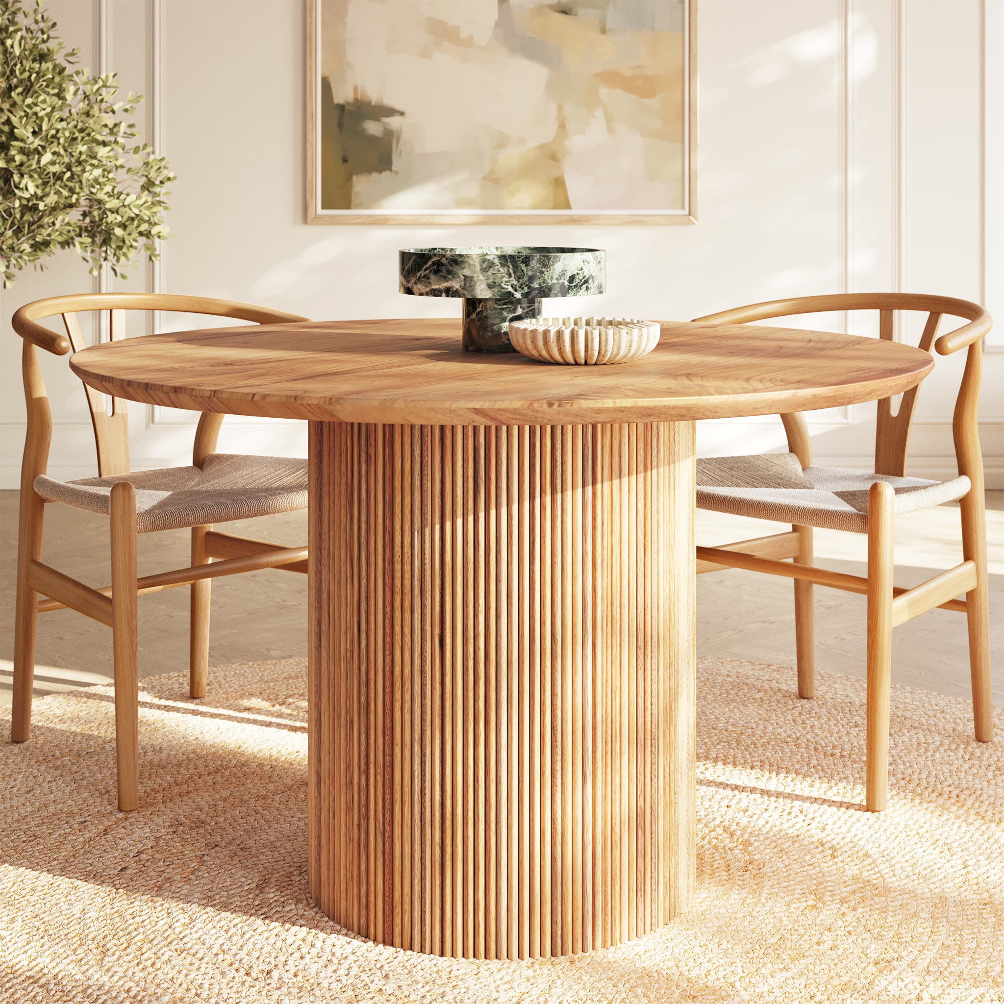 Deja 46-inch Round Dining Table - Modern & Stylish for Small Spaces - Perfect for Breakfast Nook, Kitchen, or Apartment Dining Area