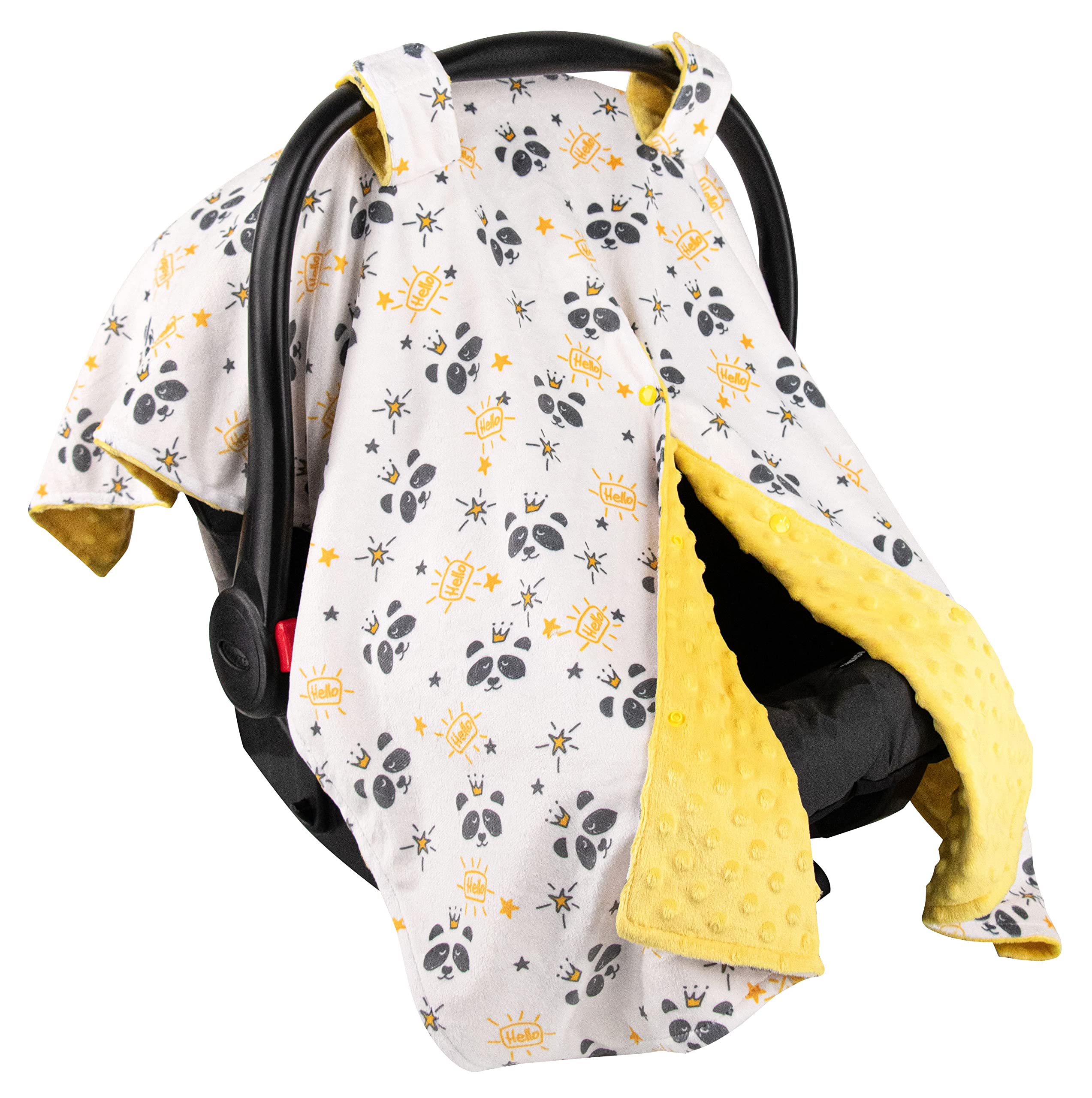 Premium Minky Baby Car Seat Cover - Soft & Cozy Hello Panda Design, 40