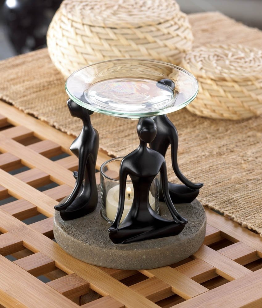 Premium Oil Warmer for Aromatherapy & Massage - Rustic Essential Oil Diffuser with Yoga Position Design - Perfect for Home Spa, Yoga Studio & Relaxation