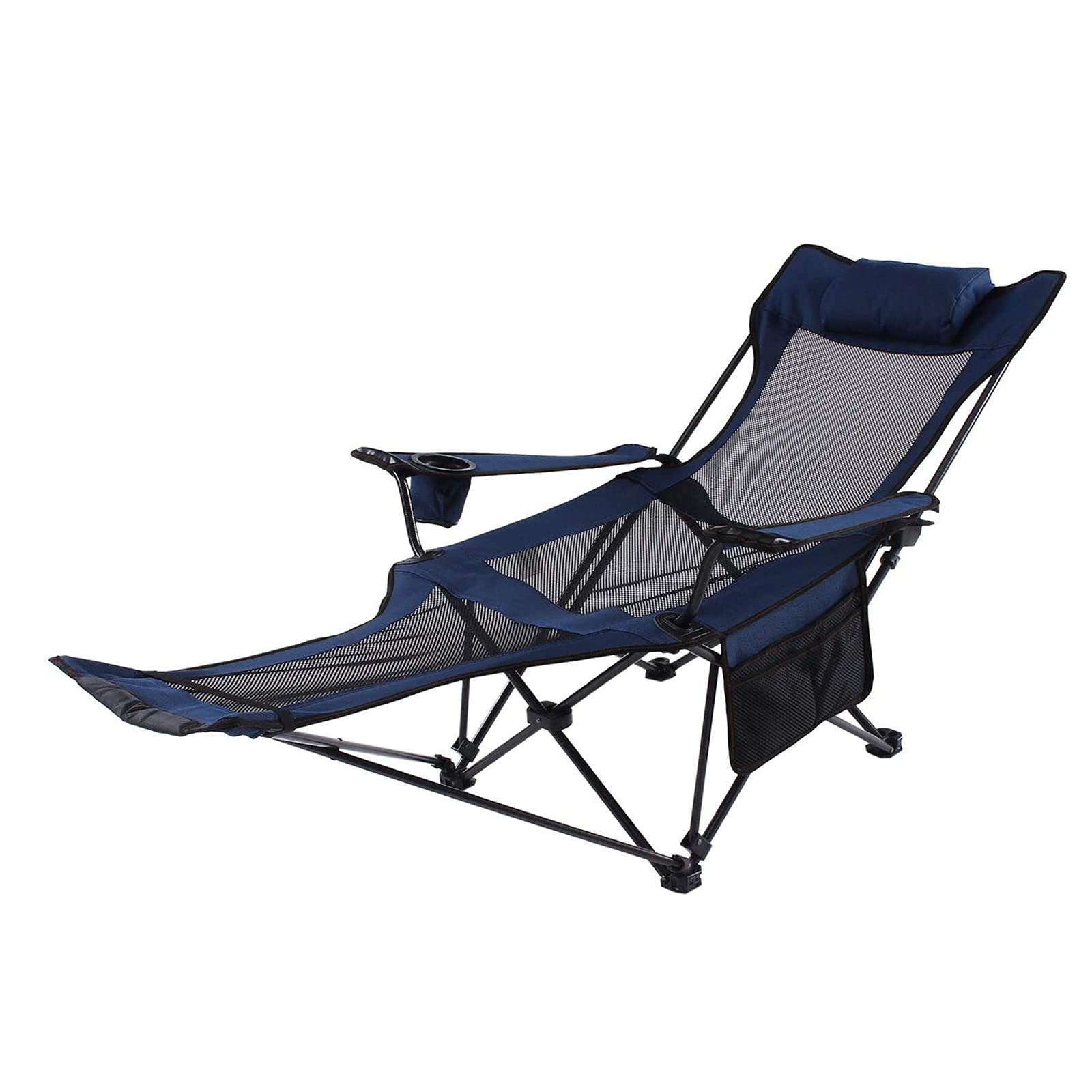 **Portable Folding Camping Lounge Chair with Adjustable Footrest & Headrest - Lightweight Reclining Outdoor Chair with Storage Bag & Backpack - Perfect for Beach, Picnics, Hiking, and Backyard Relaxation**