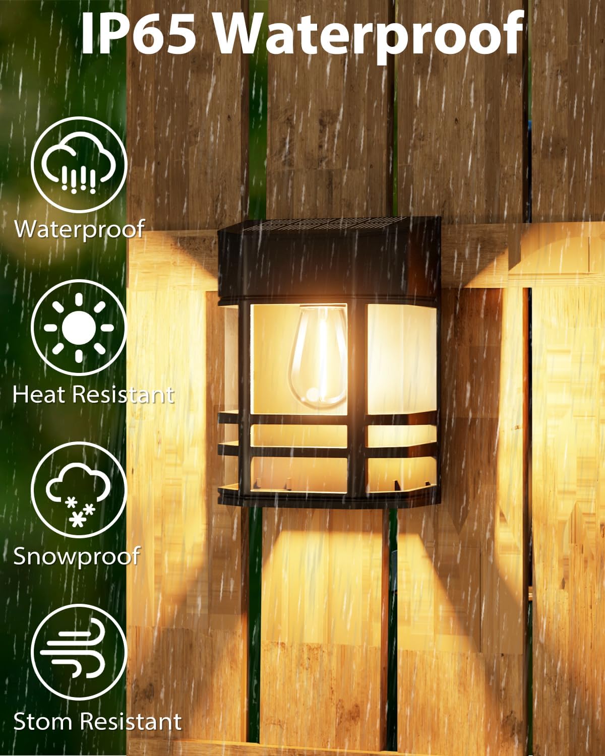 4 Pack Solar Fence Lights Outdoor Waterproof - Retro Solar Powered Deck Lights with Edison LED Bulbs, Warm White Solar Wall Lights for Garden, Patio, Yard & Post Decor | Perfect for Pathway Lighting, Landscape Accents & Evening Ambience