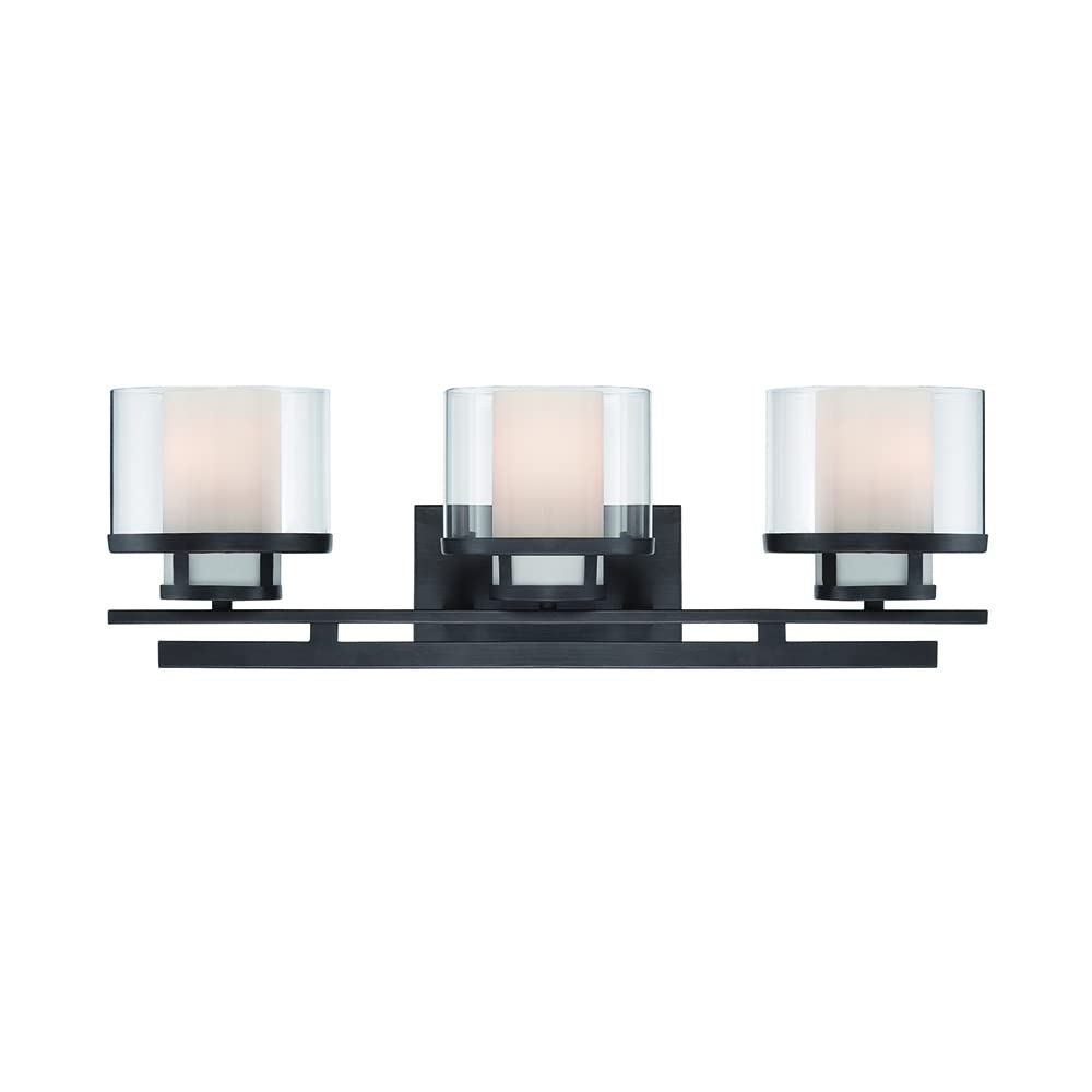 Designers Fountain 86103-BBR 24.25 Inch Fusion 3-Light Bathroom Vanity Light Fixture in Biscayne Bronze - Perfect for Modern Bathrooms, Powder Rooms & Spa-Style Decor