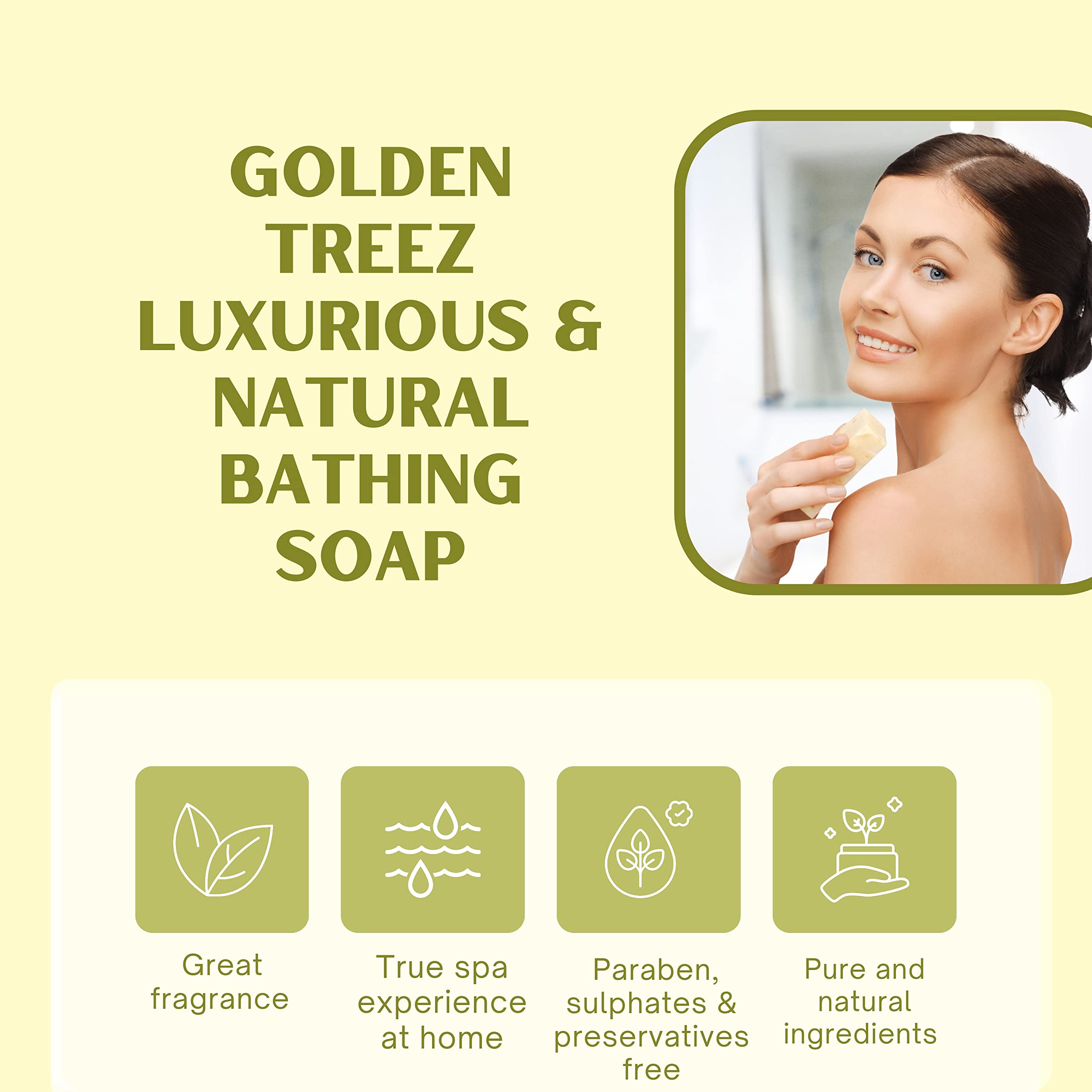 **Golden Treez Lemon Soap – Natural Bath Soap with Lemon Essential Oil & Aloe Vera | Ayush Certified, Paraben & Sulfate Free | 115g – Refreshing & Hydrating for Daily Skincare & Aromatherapy**