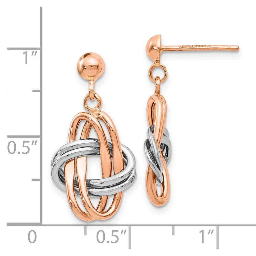 14K White and Rose Gold Rose & White Stud Dangle Earrings - 22mm x 12mm | Elegant Floral Jewelry for Women, Perfect for Weddings, Parties & Everyday Wear