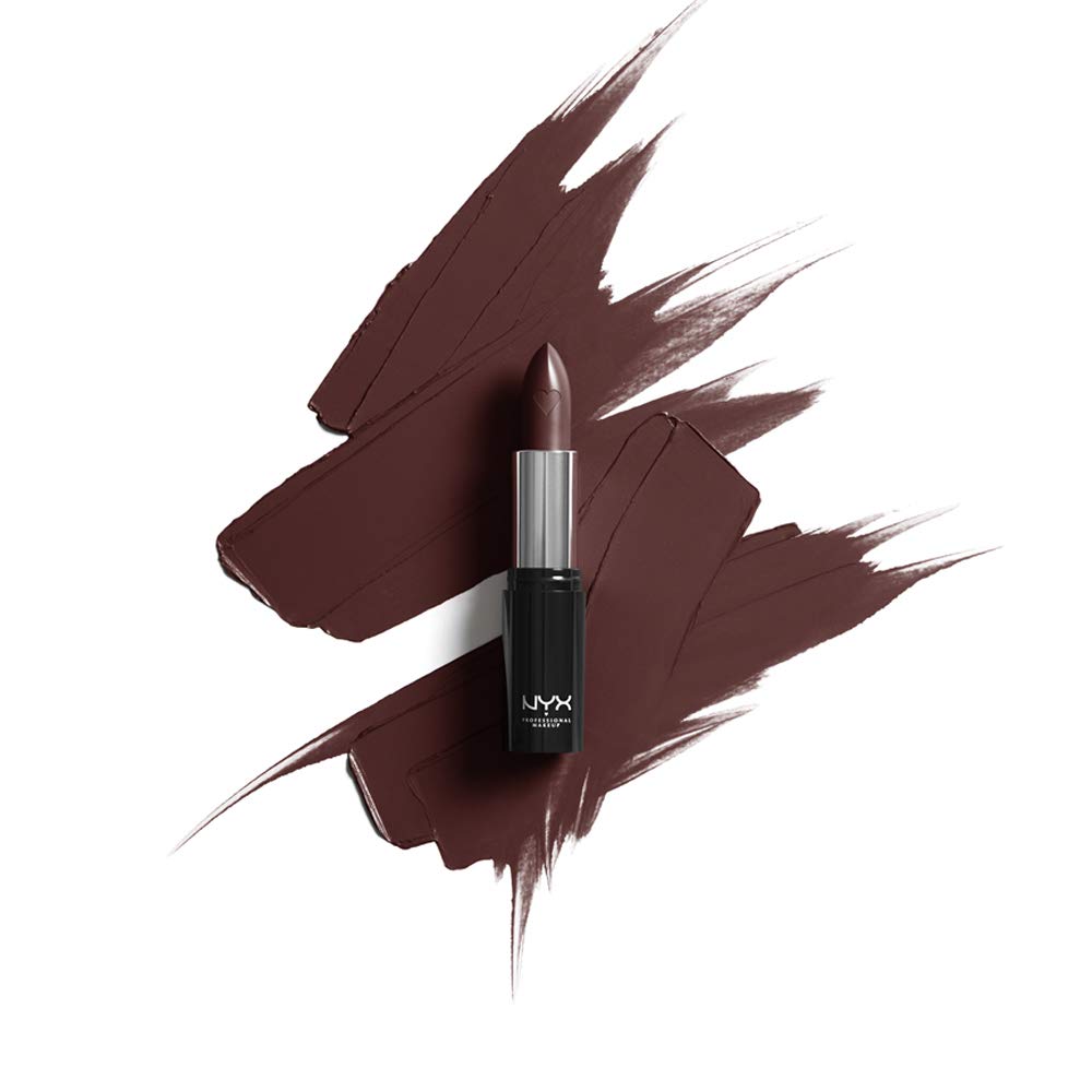NYX Professional Makeup Shout Loud Satin Lipstick - Shea Butter Infused, Long-Lasting Plum Brown Lip Color for Dramatic Look | Perfect for Night Out, Parties & Special Occasions