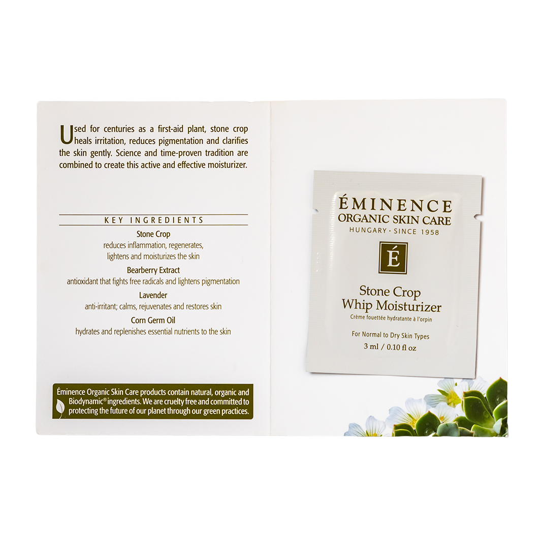 Eminence Organics Stone Crop Whip Moisturizer - Hydrating Face Cream for Dry Skin, Lightweight & Fast Absorbing - Perfect for Daily Skincare Routine & Nighttime Hydration