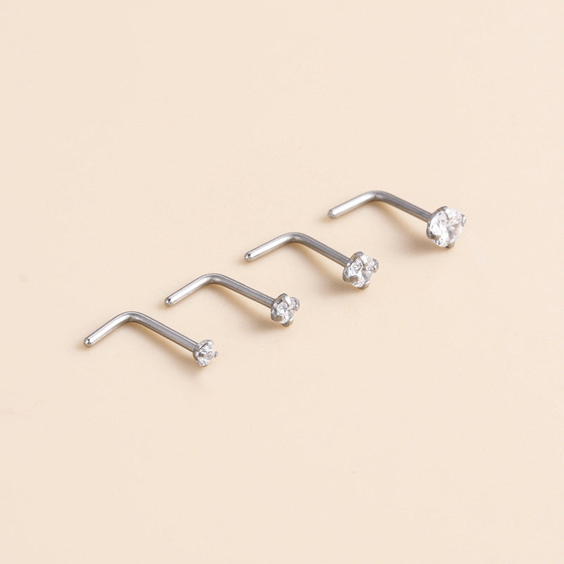 18K Silver Titanium Small Nose Ring Sparkly Nose Stud - Dainty & Hypoallergenic Nose Jewelry for Women | Perfect for Everyday Wear, Parties & Special Occasions | HSPJ532