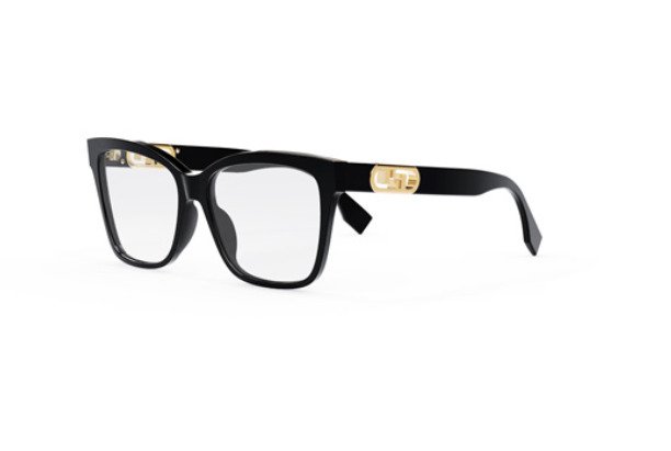 FENDI O'LOCK FE50025I 001 Black Square Women's Eyeglasses - Stylish Designer Glasses for Women, Fashionable Square Frames for Everyday Wear & Office Use