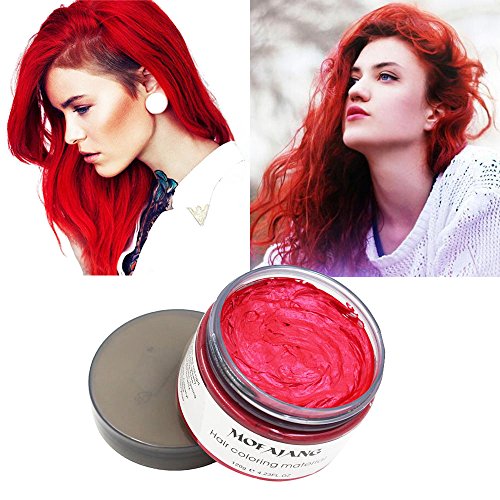 Temporary Red Hair Dye Wax - Natural Hair Color Styling Clay & Instant Styling Cream for Parties, Cosplay, Halloween, Costume Events - Washable & Non-Damaging Hair Makeup for Fun Looks & Special Occasions
