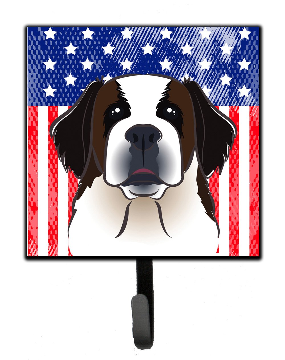 American Flag & Saint Bernard Leash & Key Holder Hooks - Patriotic Dog Accessories for Home & Office Organization | Perfect for Pet Owners, Military Families & Patriotic Decor