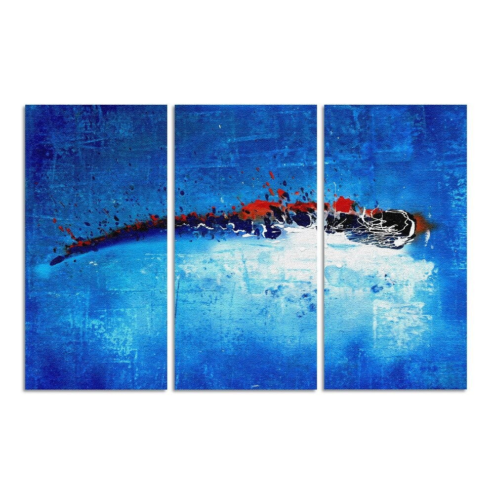 American Splash Triptych Floater Frame Printed Acrylic Wall Art - Modern Abstract Canvas Painting for Living Room, Bedroom & Office Decor