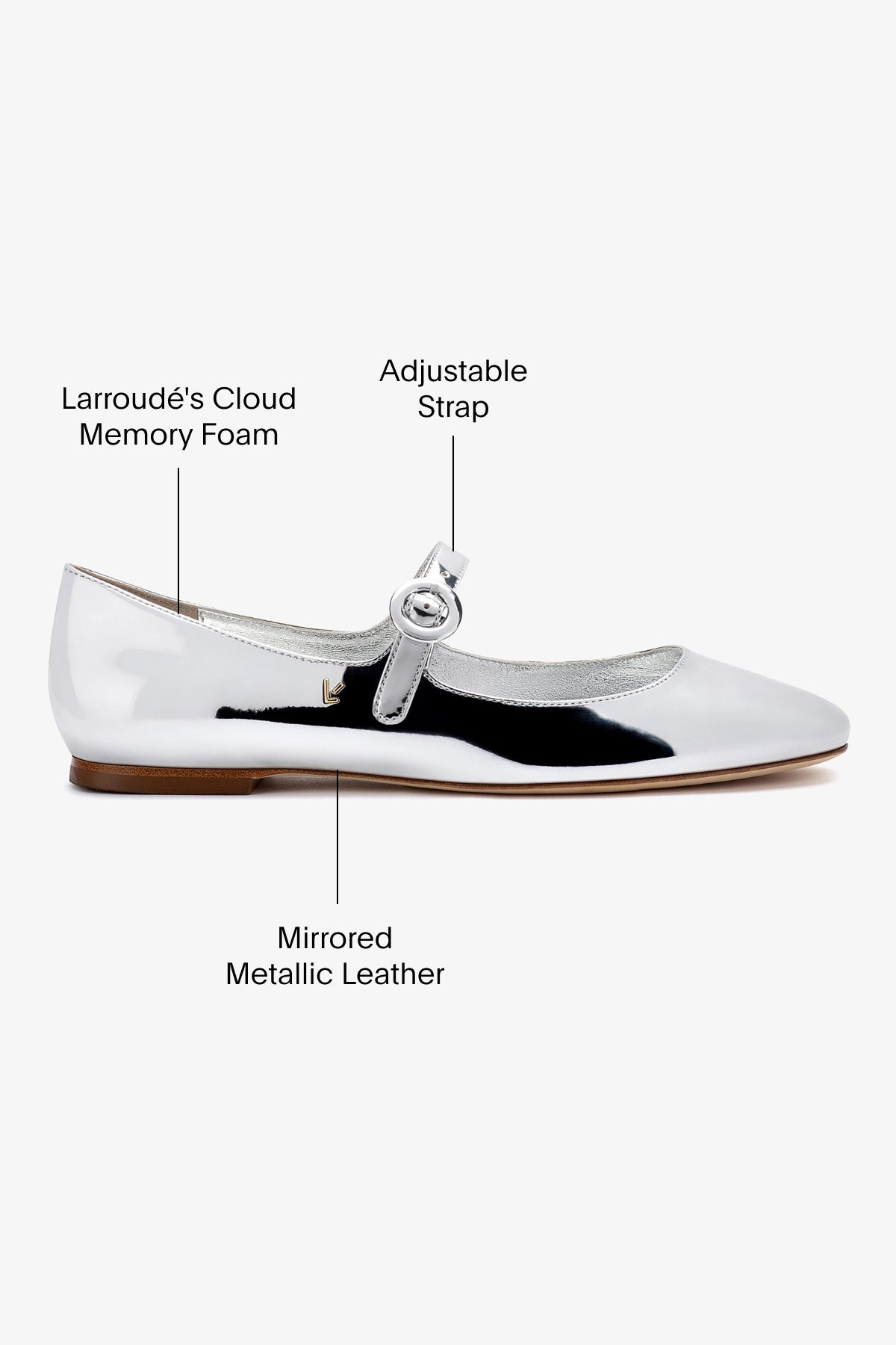 Blair Ballet Flat Shoes for Women - Silver Specchio Mirror Finish - Comfortable & Stylish for Work, Parties & Everyday Wear