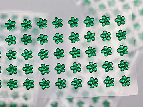 6mm Green LQ09 Self-Adhesive Acrylic Rhinestones - 250PCS (5 Sheets) Plastic Face Gems, Body Jewels for DIY Crafts, Cards, Invitations, Nail Art - Perfect for Party Decor, Scrapbooking & Costume Accessories