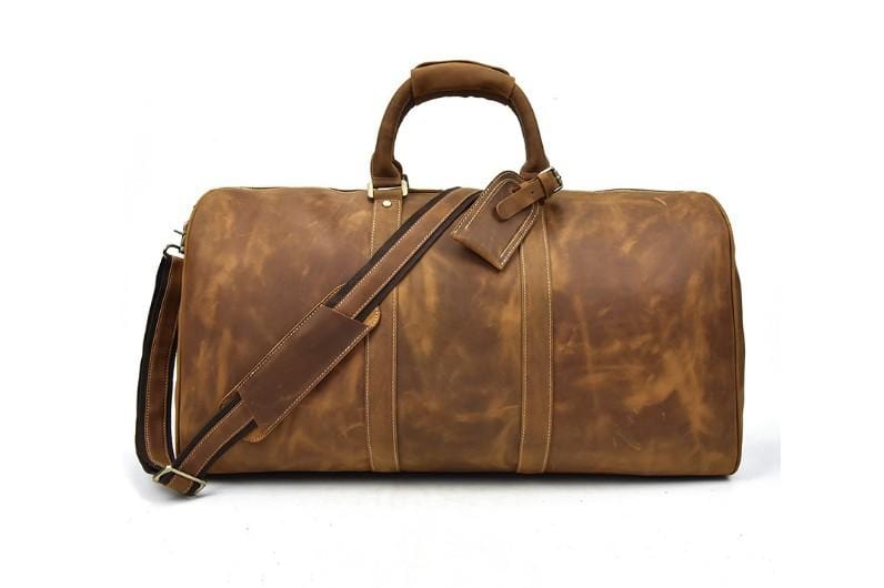Premium Genuine Leather Duffel Bag for Men & Women - Waterproof Travel Luggage & Weekender Bag for Gym, Business Trips, Outdoor Adventures & Weekend Getaways