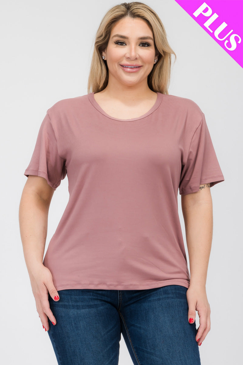 Plus Size Basic Short Sleeve T-Shirt for Women - Comfortable Cotton Casual Tee (CAPELLA) | Perfect for Everyday Wear, Lounge & Summer Outfits
