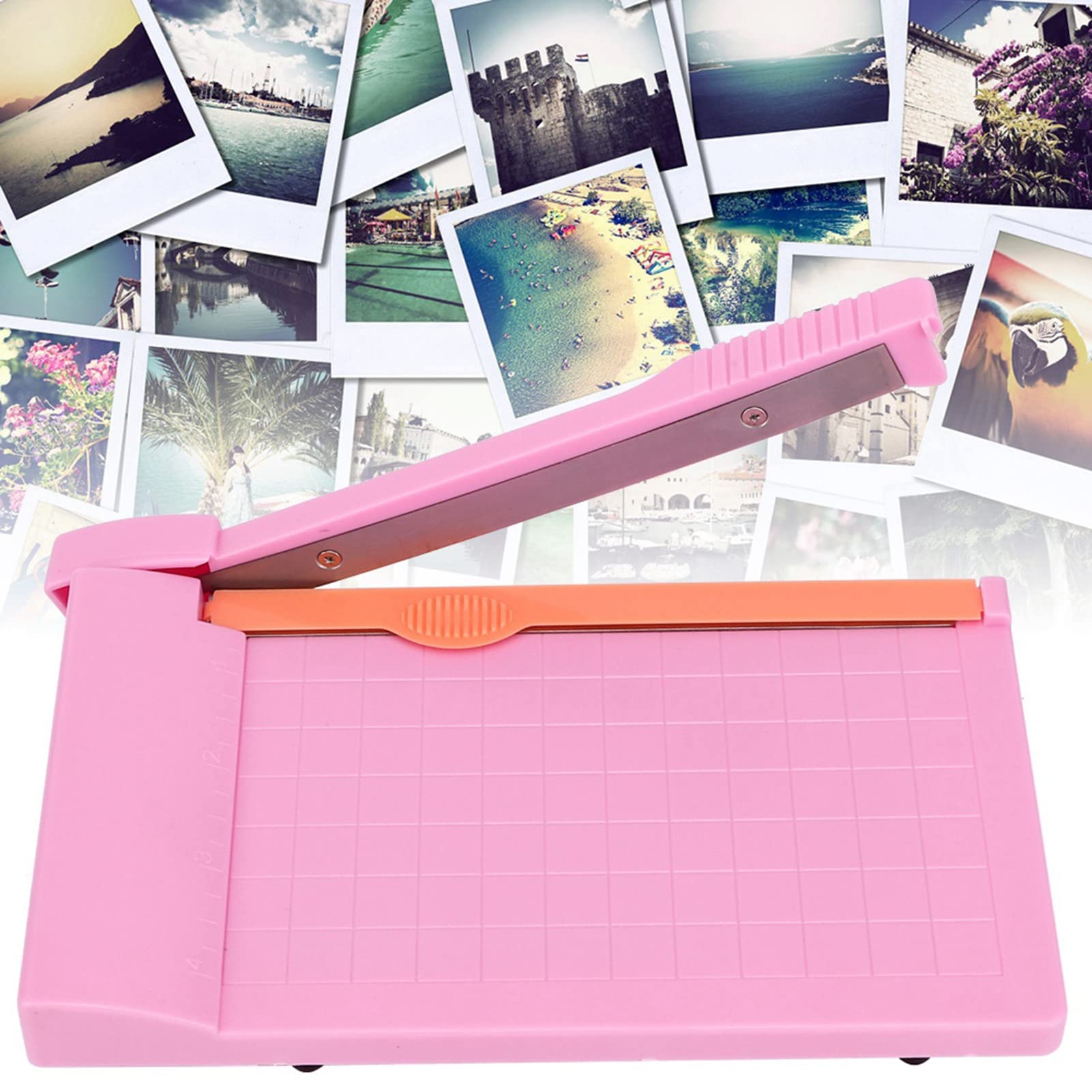 Portable Mini Paper Cutter - Precision Paper Trimmer for Cardstock, Photos & Scrapbooking | Gridded Cutting Board with Knife | Ideal for DIY Crafts, ID Photos & Office Use