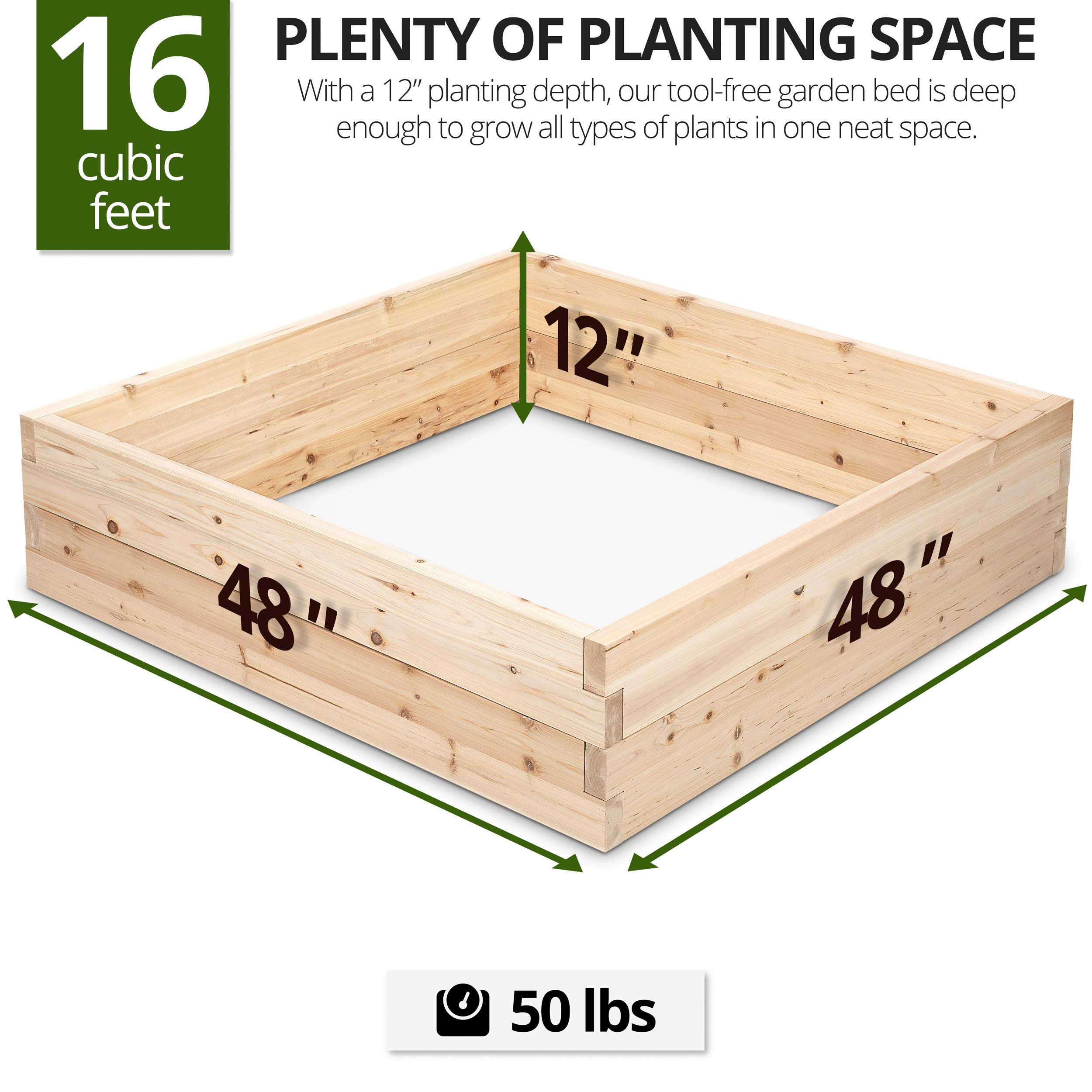 **Premium Cedar Raised Garden Bed Kit - 48