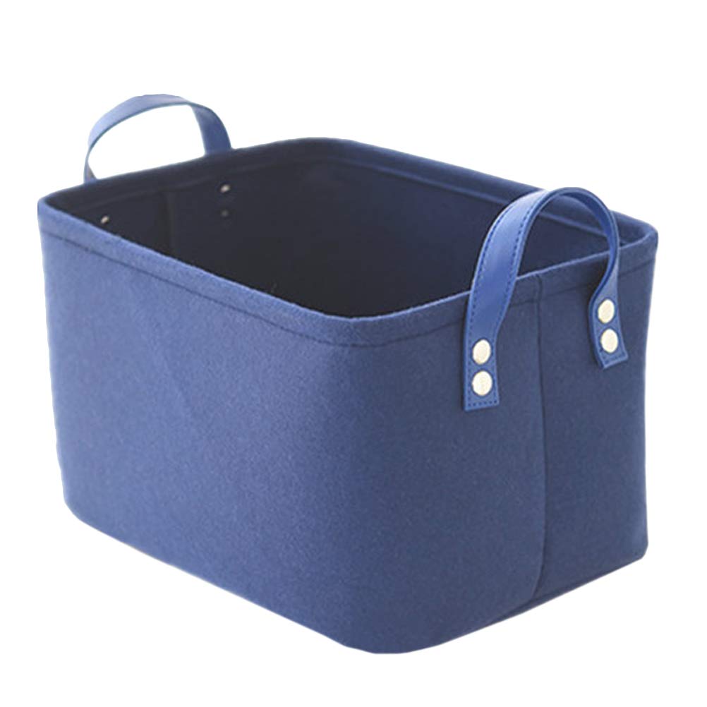 Cabilock 1PC Blue Felt Storage Basket - Portable & Stylish Nonwoven Organizer for Desktop, Home, Office - Perfect for Organizing Sundries, Toys, Office Supplies & More