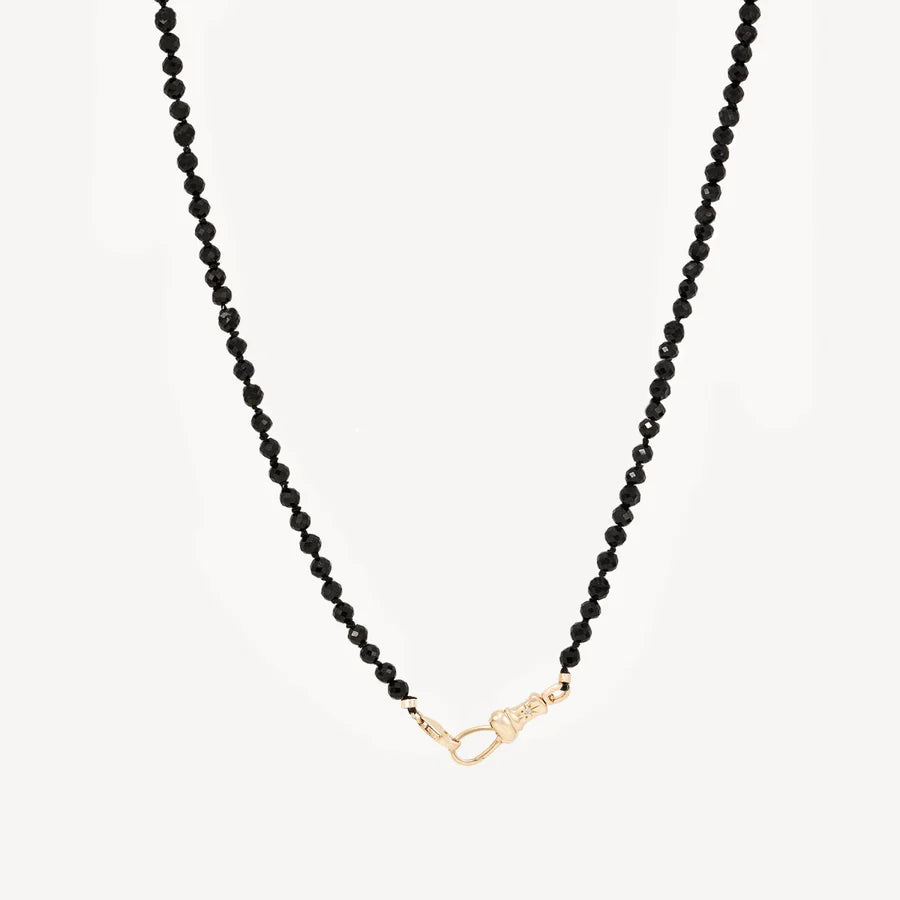 10K Gold Black Spinel Beaded Mood Necklace for Women - Elegant Adjustable Statement Jewelry for Date Night, Wedding & Special Occasions