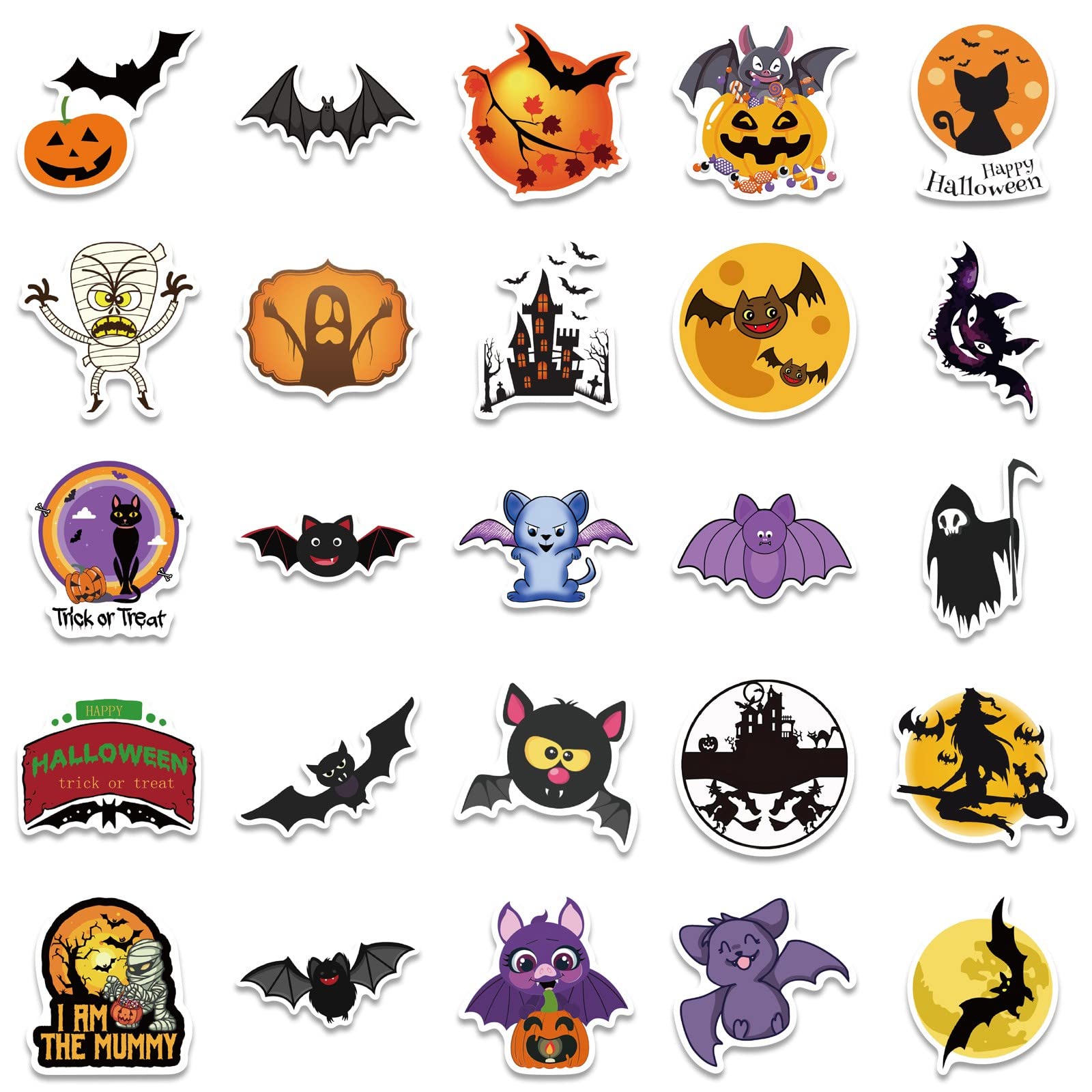 Vintage Halloween Bat Stickers - Waterproof DIY Decals for Luggage, Notebook, and Indoor Halloween Decorations | Spooky Party, Home Decor, Scrapbooking