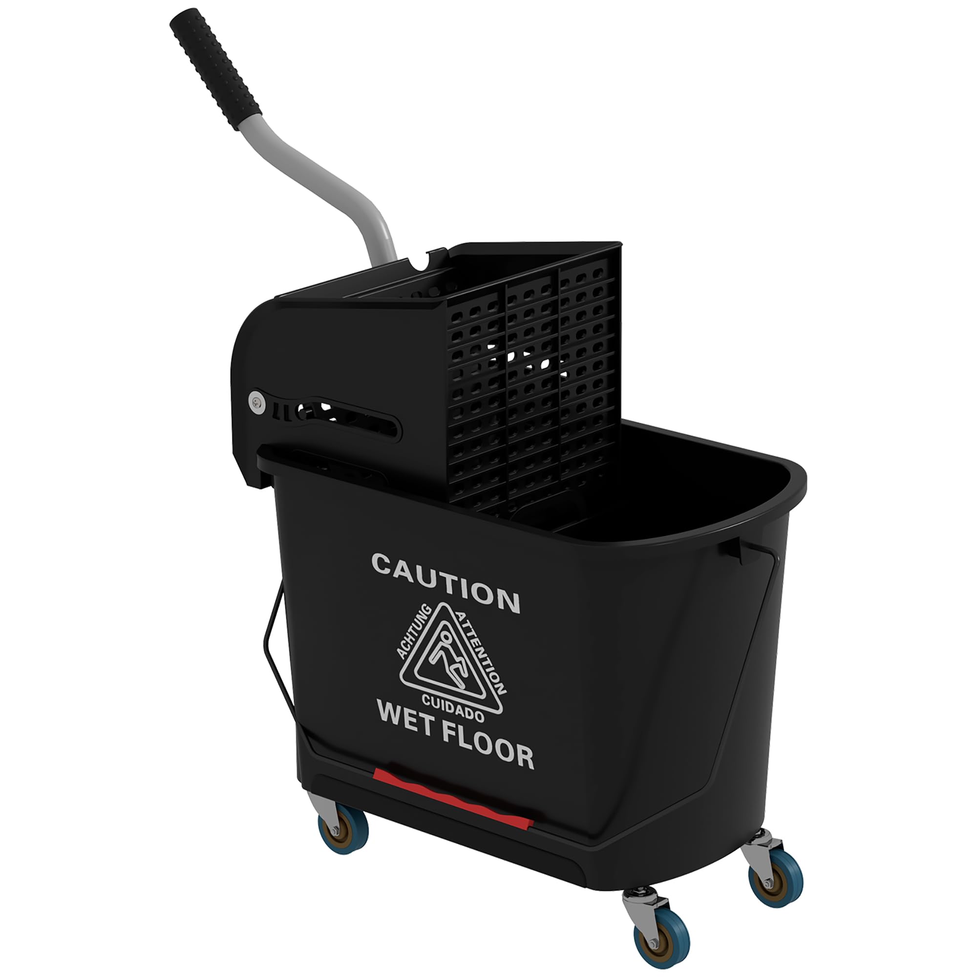HOMCOM 21 Quart Mop Bucket with Wringer on Wheels - Dual Chamber for Dirty & Clean Water Separation - Easy Floor Cleaning Solution for Home, Office & Commercial Use - Black