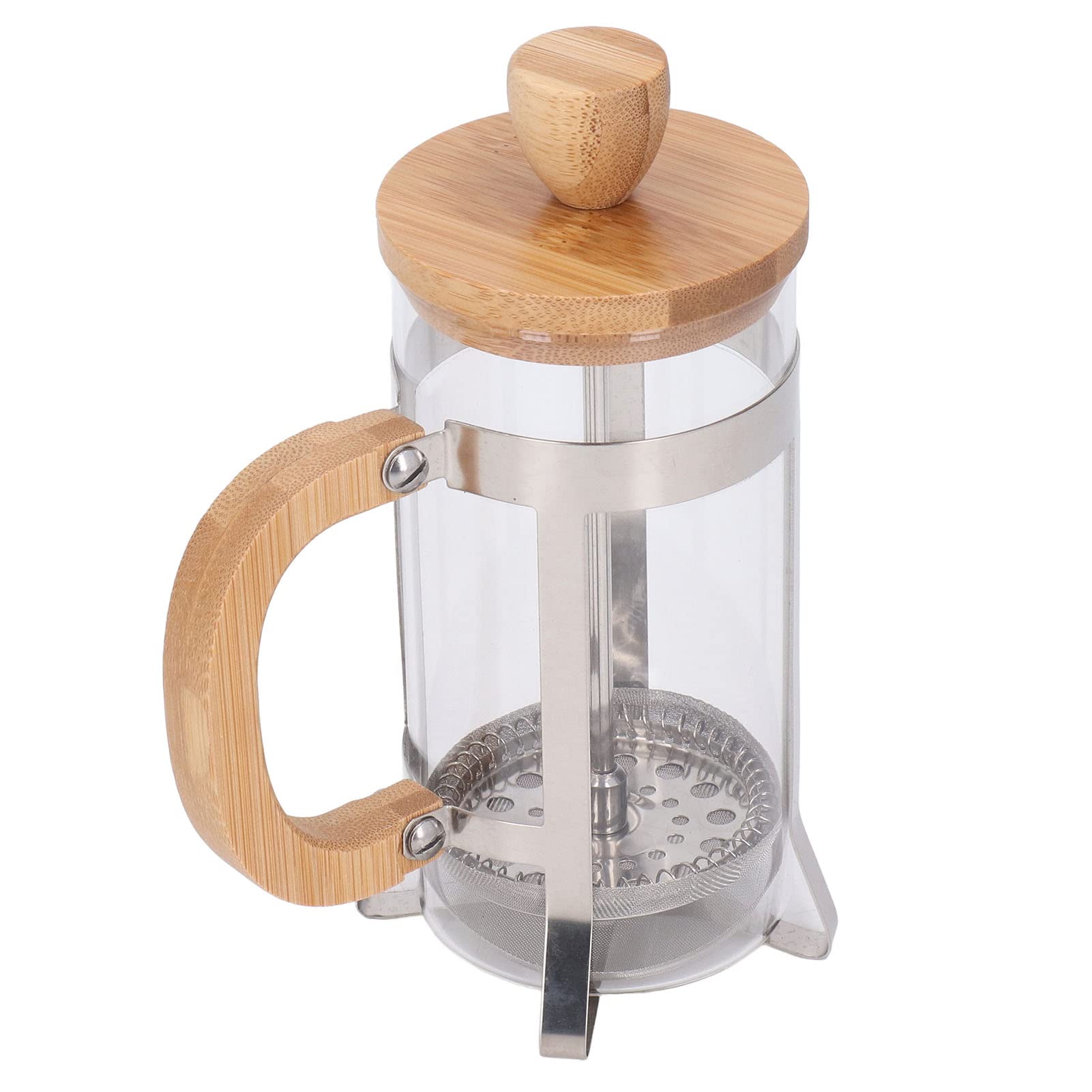 French Press Coffee Maker with Bamboo Handle - 350ml for Home & Outdoor Brewing