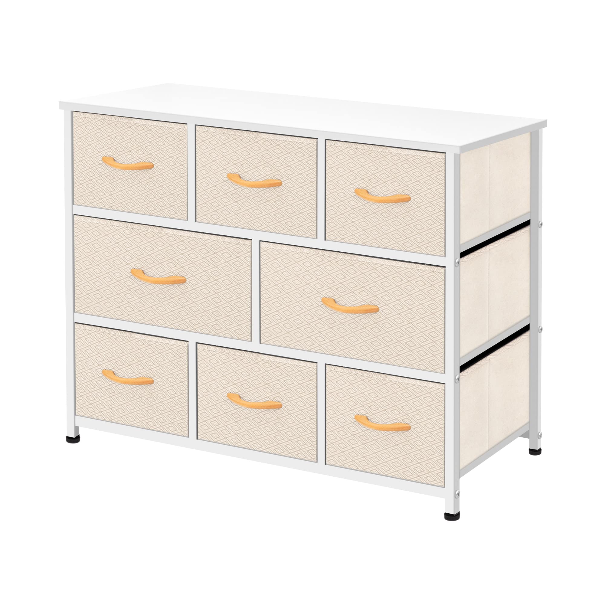 AZL1 Life Concept Extra Wide 8-Drawer Closet Organizer with Wood Top & Fabric Bins - Storage Dresser for Bedroom, Living Room, Hallway & Nursery - Perfect for Clothes, Toys, Blankets & Home Organization