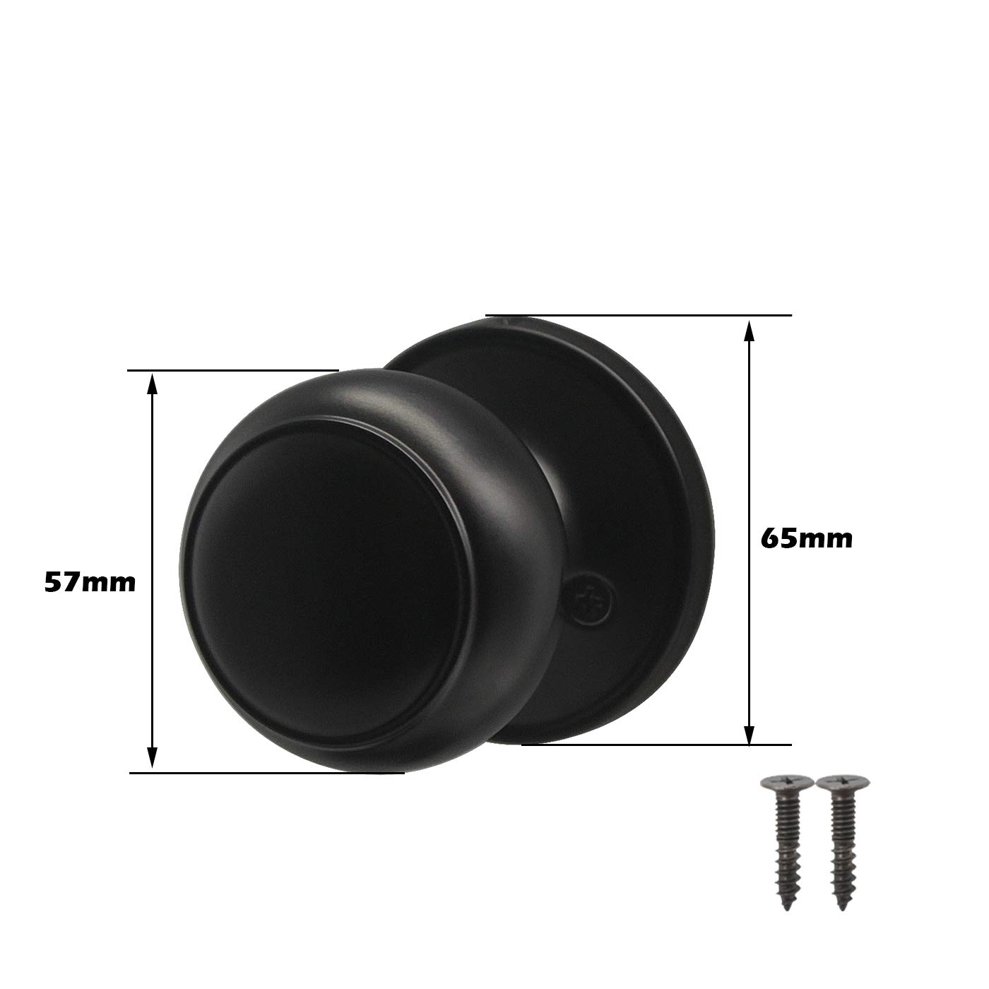 Gobrico Flat Ball Half Dummy Door Knob - One-Side Keyless Door Handle for Closet & Pantry - Matte Black - Perfect for Interior Doors, Cabinets, and Storage Rooms