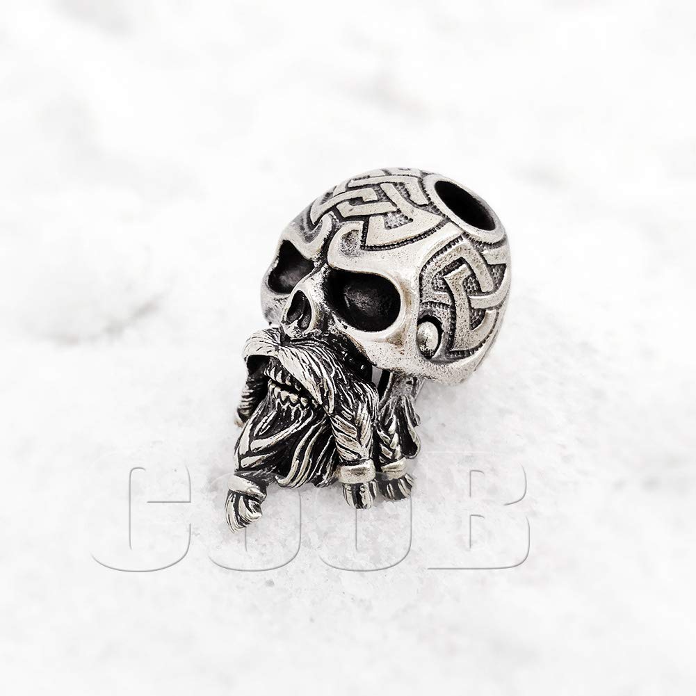 EDC Paracord Bead - Celtic Skull Warrior Charm for Knives & Lanyards (Silver) - Outdoor Gear Accessory