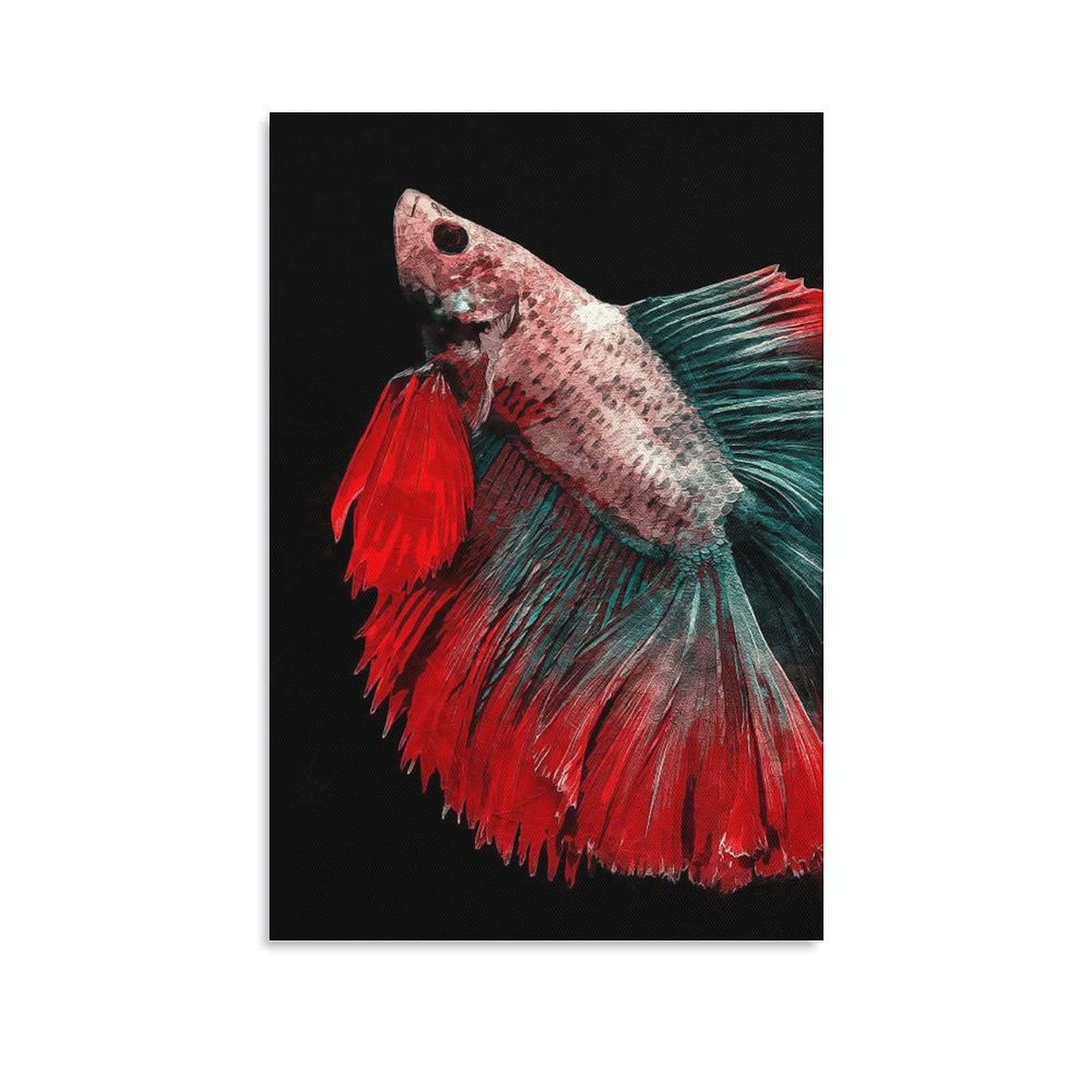 Betta Fish Canvas Poster - Fighting Fish & Ornamental Paradise Fish Wall Art for Living Room, Bedroom & Office Decor | Sports Landscape Painting Print | Unique Gift Idea for Home & Office