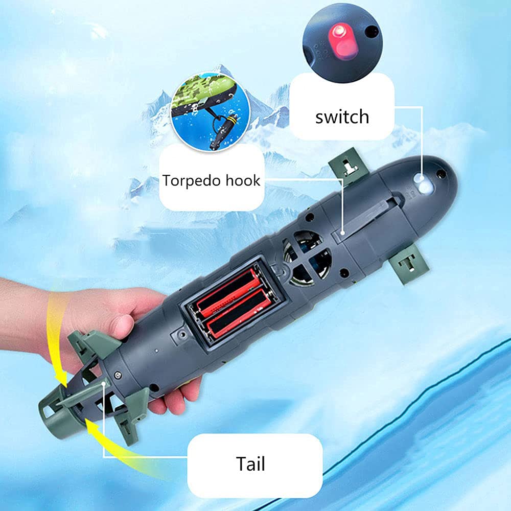 6CH Mini RC Submarine Toy - Military Model Remote Control Boat for Kids, Electric Swim Diving Pool Fish Tank Water Play - Perfect Birthday Gift for Boys & Girls (Green) | Fun Indoor & Outdoor Water Games, Pool Parties, Bathtub Playtime