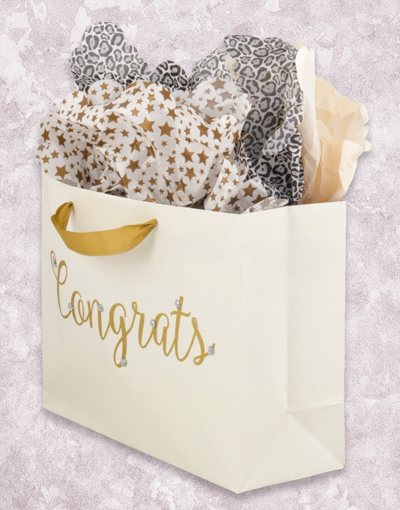 Golden Congratulations Gift Bags - Elegant Party Favors for Weddings, Graduations & Baby Showers - Premium Quality Celebration Supplies
