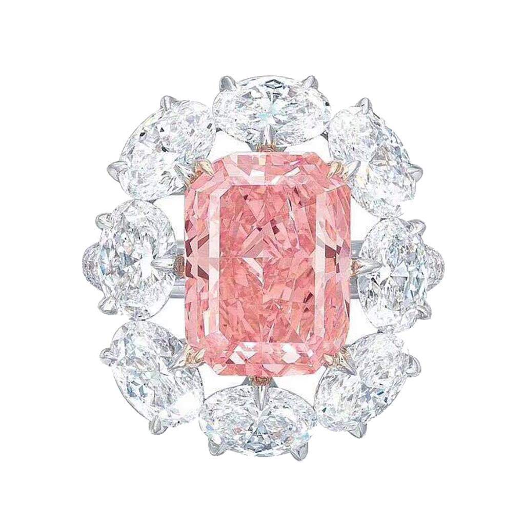 Winsopee Exquisite Pink Diamond Ring - Geometric Oval Goose Egg Design for Women, Elegant Jewelry Gift for Her, Perfect for Holiday, Birthday, Engagement & Anniversary - Ideal for Romantic Dates, Proposals & Special Occasions